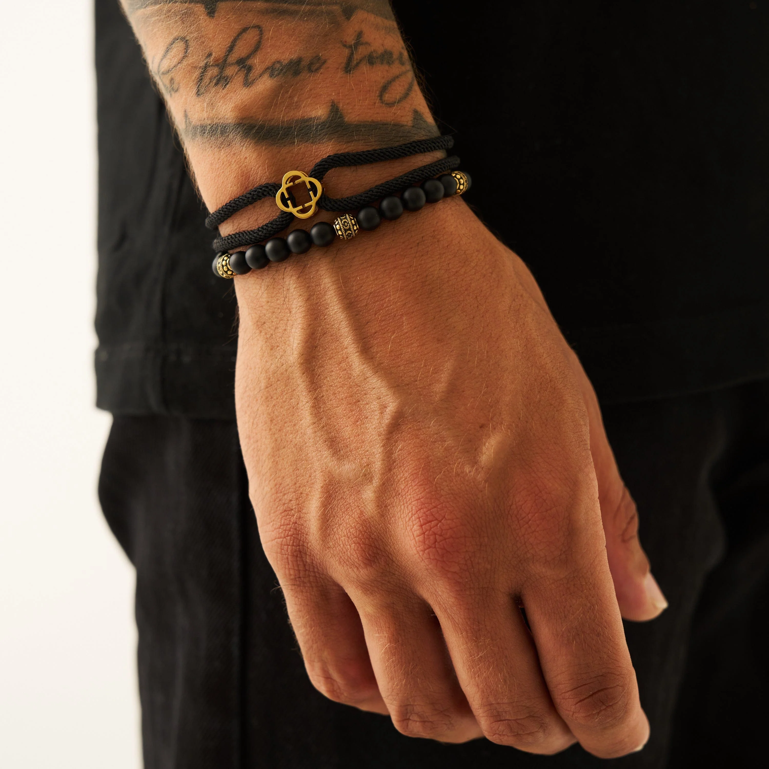 Black Cord Bracelet (Gold) - Image 4