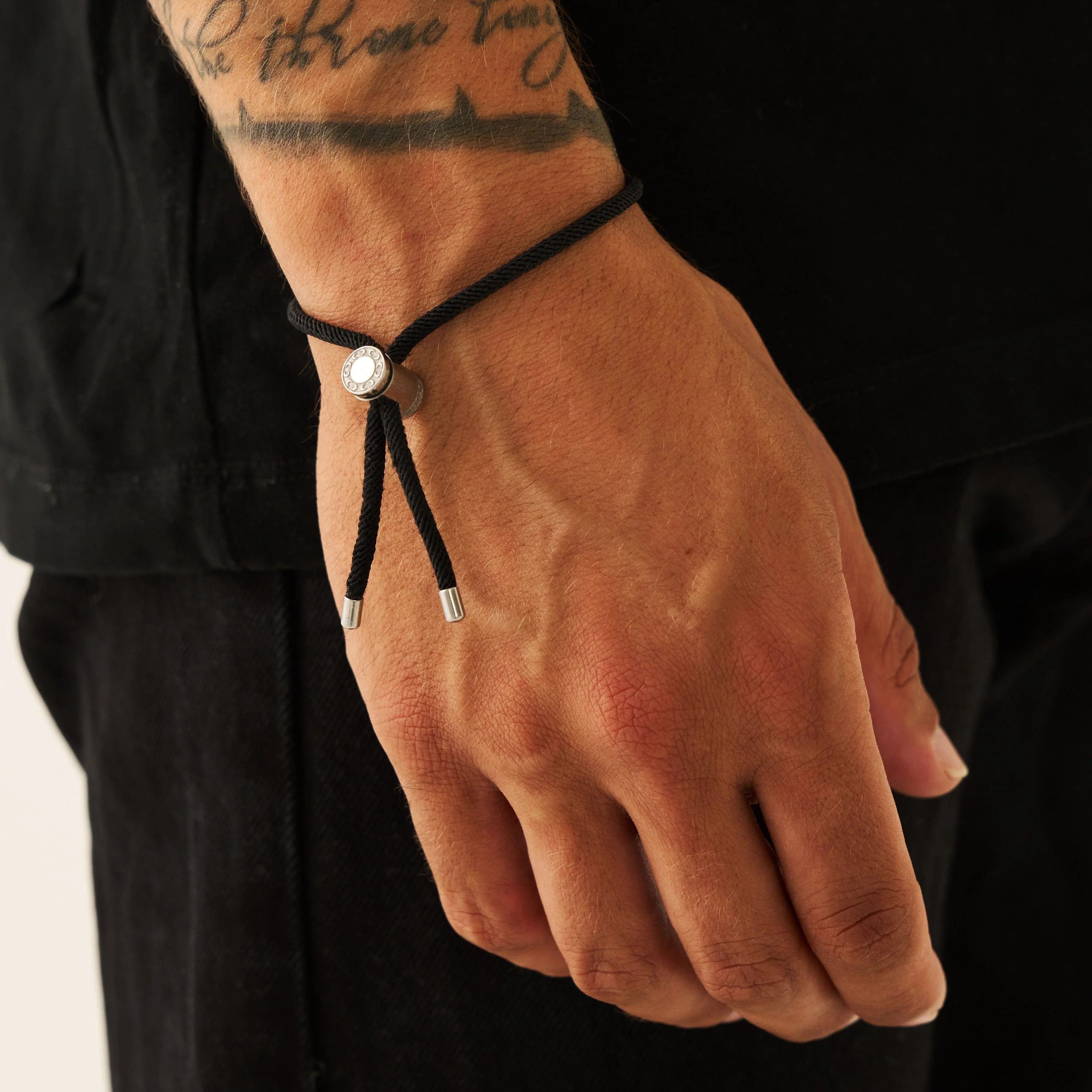 Black Cord Toggle Bracelet (Silver) - Image 2
