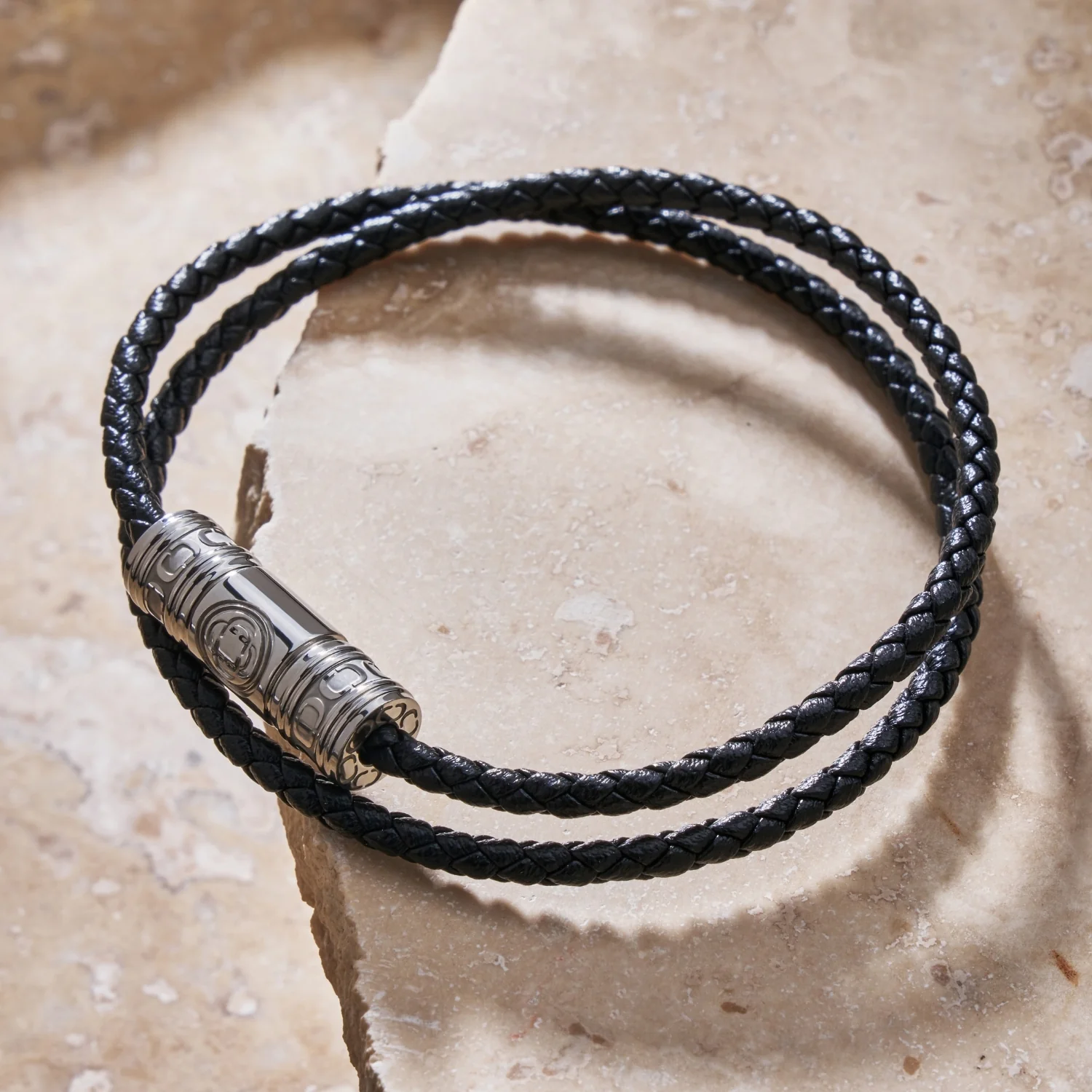 Black Leather Wrap Bracelet - Image 4