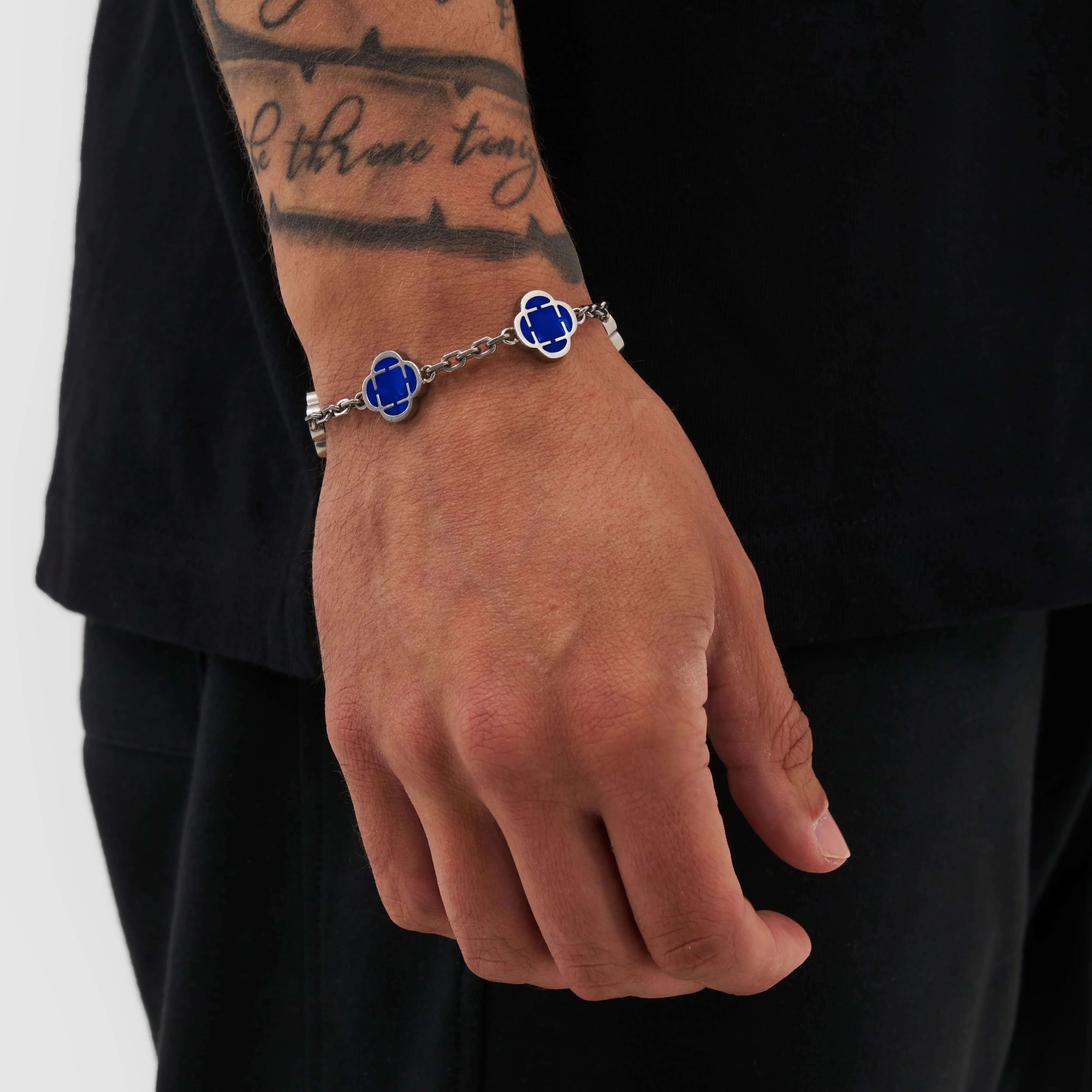 Blue Clover Stone Bracelet (Silver) - Image 2