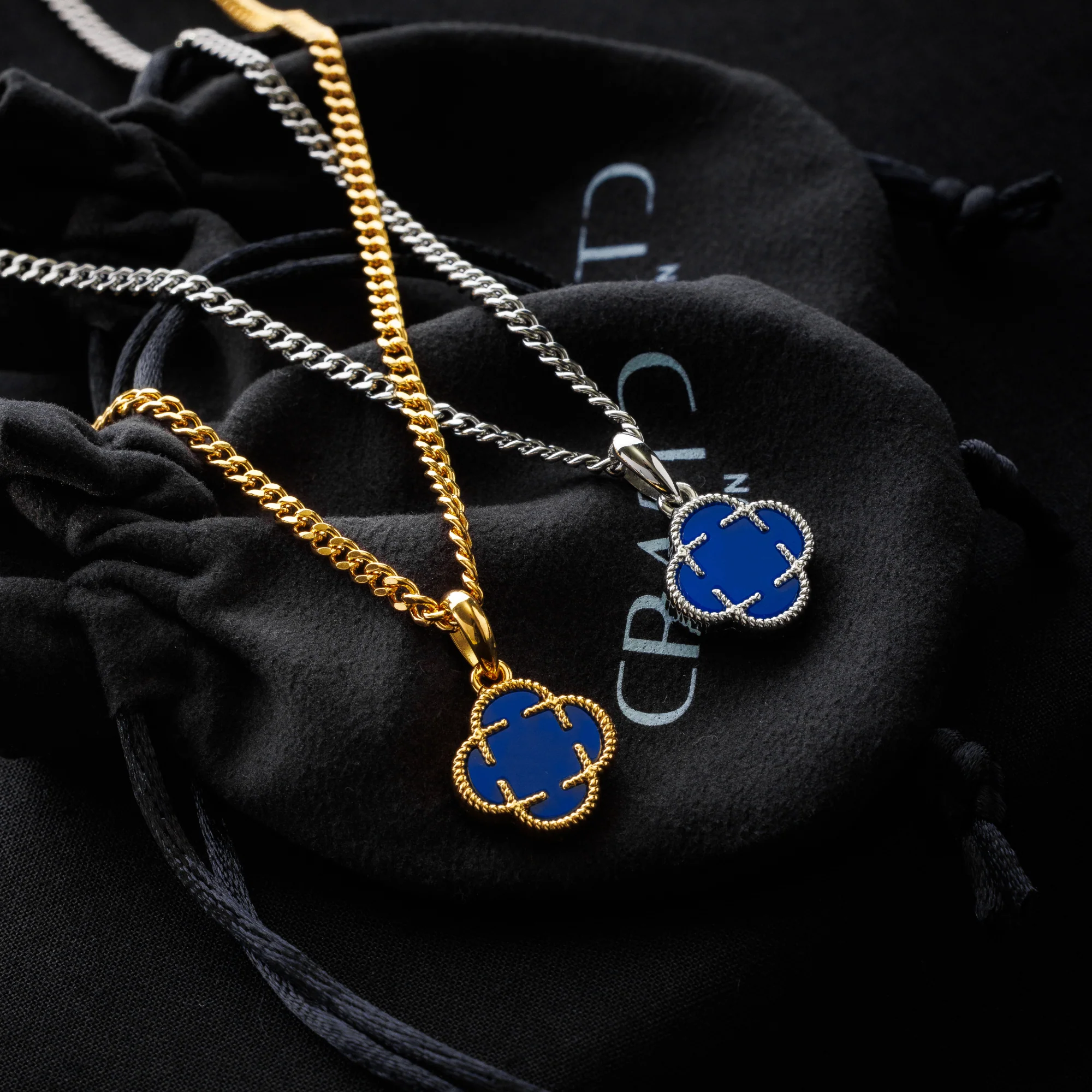 Blue Clover Stone Pendant (Silver) - Image 4