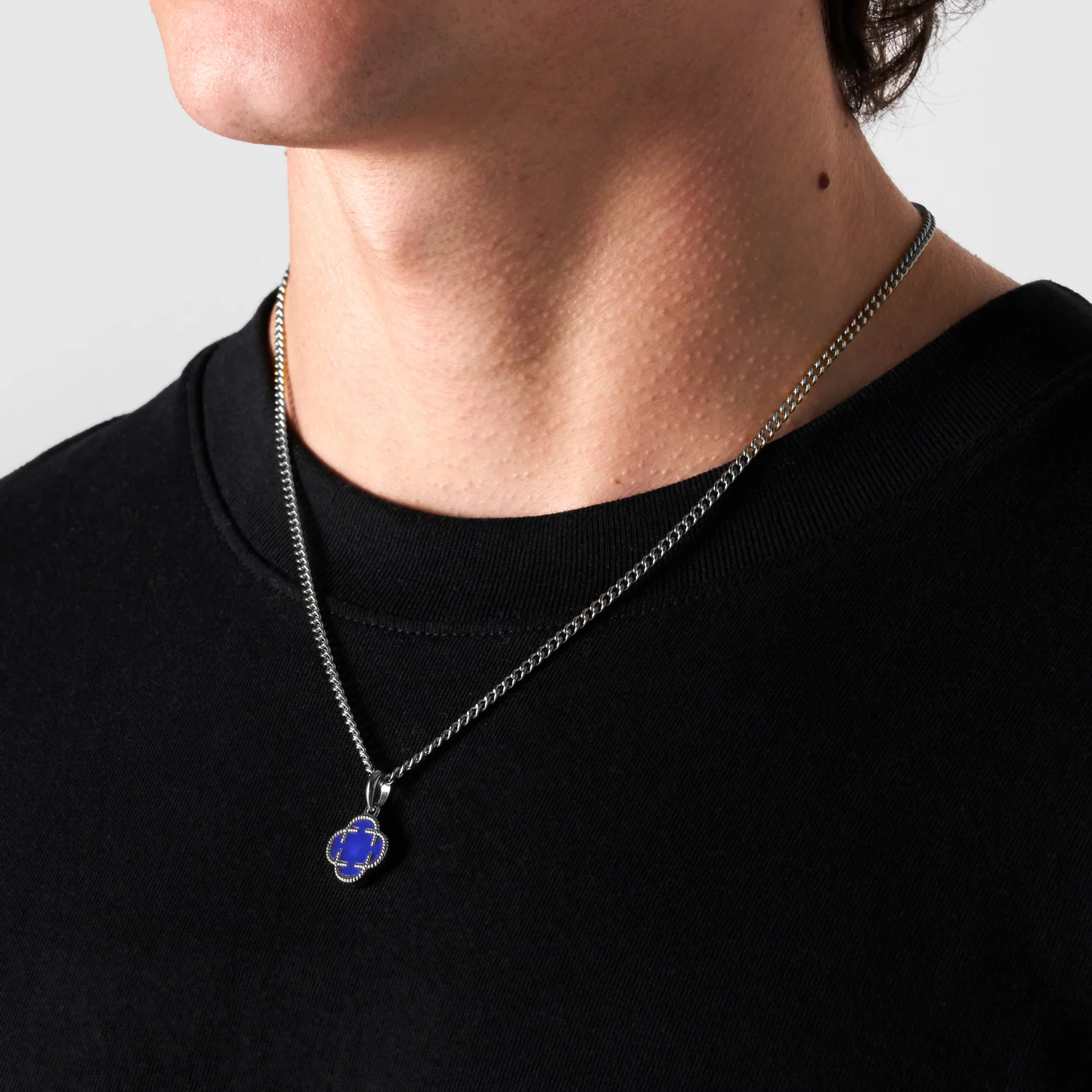 Blue Clover Stone Pendant (Silver) - Image 7