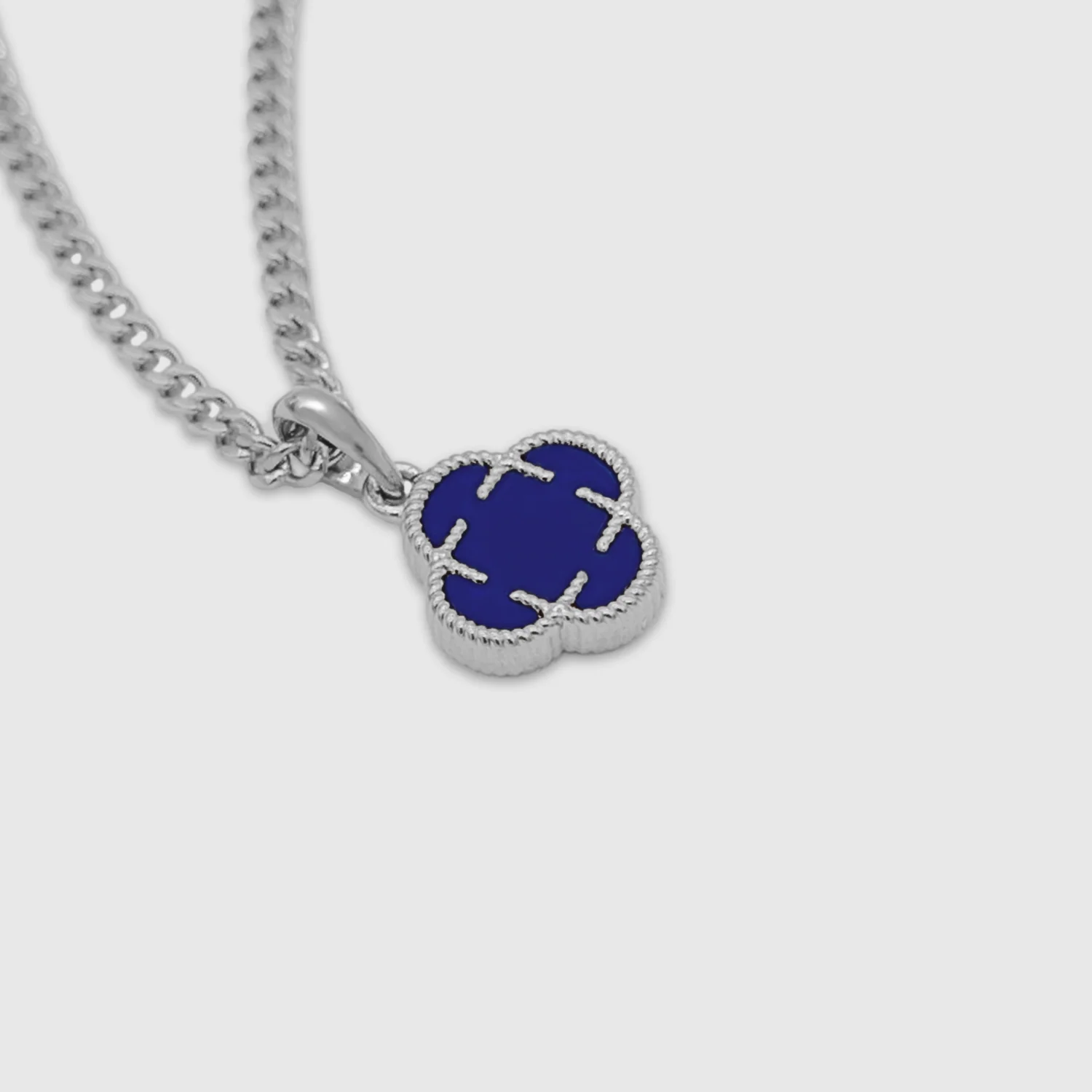 Blue Clover Stone Pendant (Silver) - Image 8