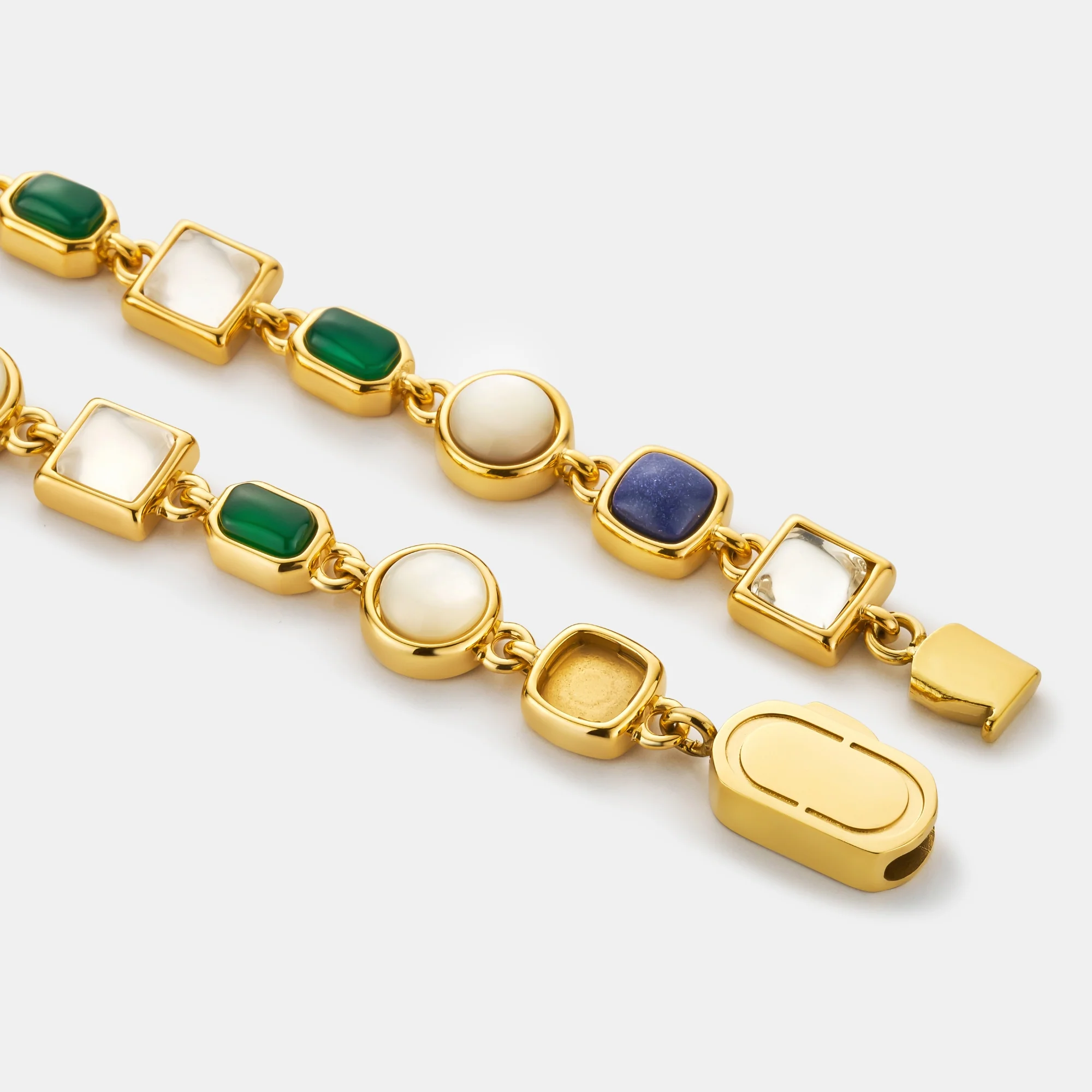 Blue Crystal Gemstone Bracelet (Gold) - Image 6
