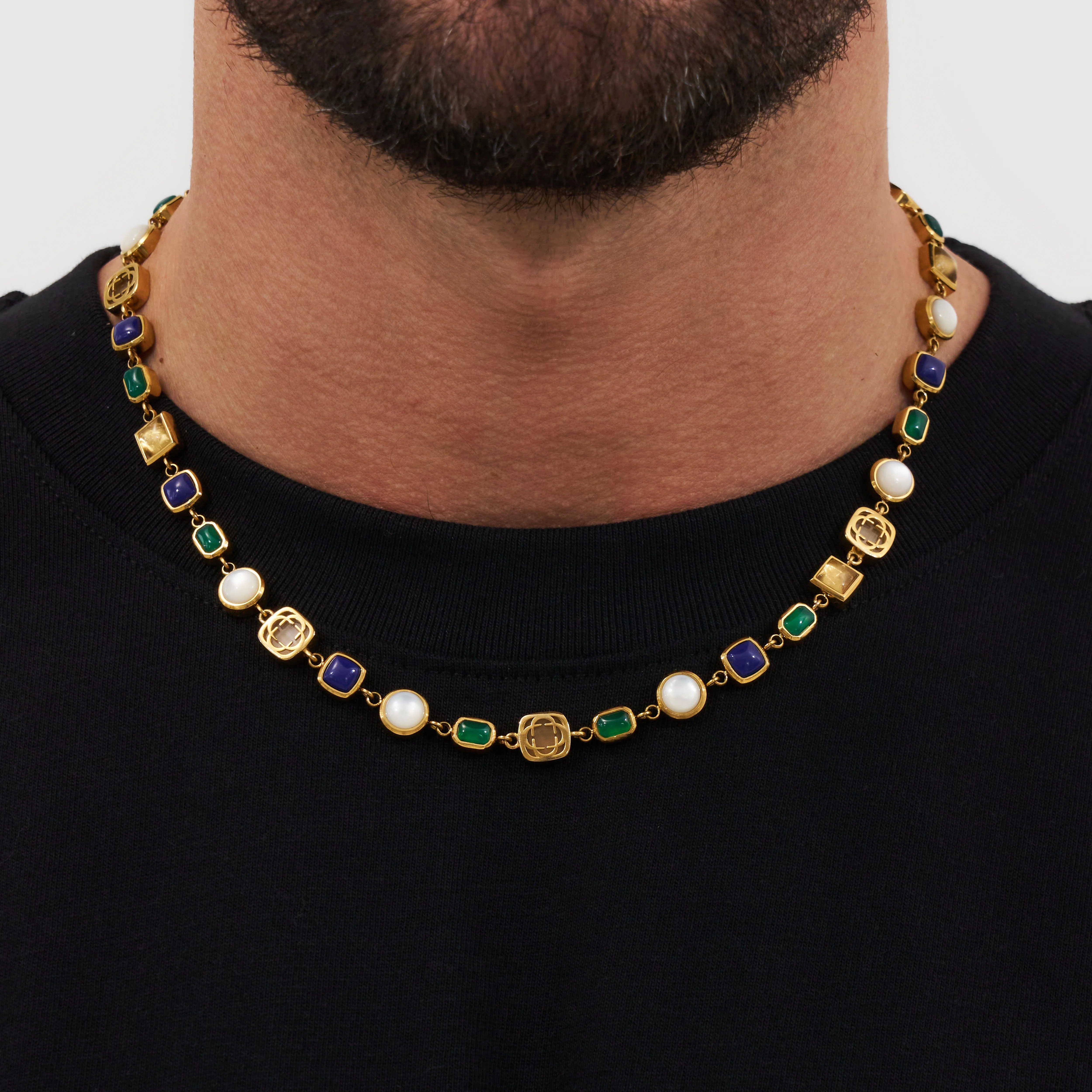 Blue Crystal Gemstone Necklace (Gold) - Image 2