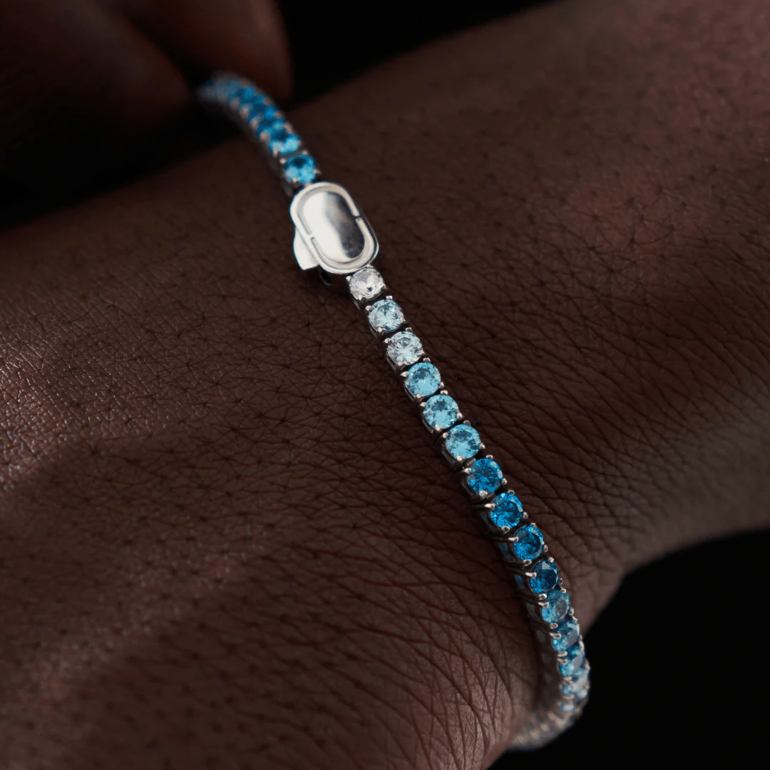 Blue Tennis Bracelet (Silver) 3mm - Image 3