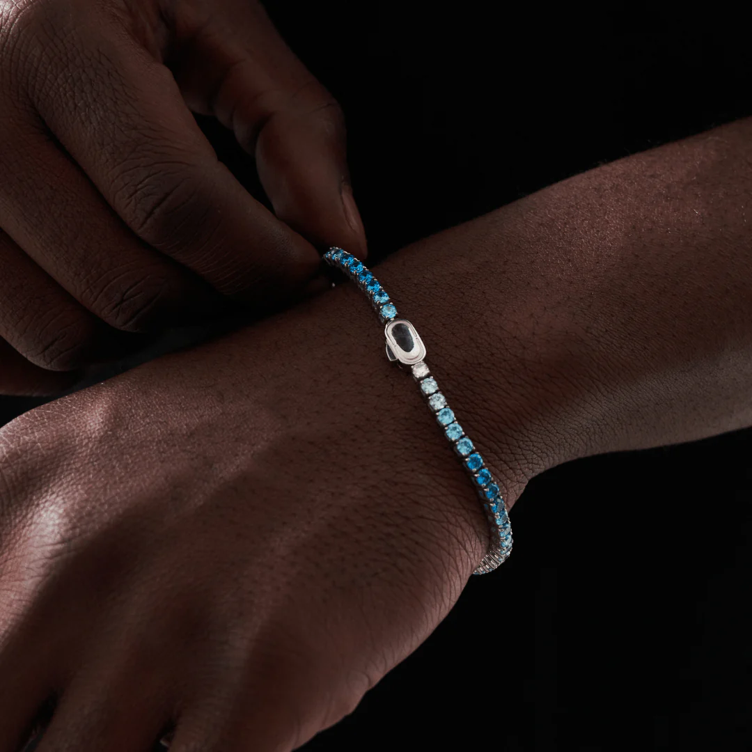 Blue Tennis Bracelet (Silver) 3mm - Image 5