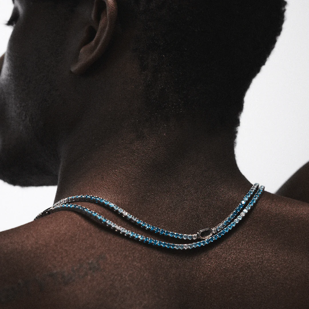 Blue Tennis Chain (Silver) 3mm - Image 8