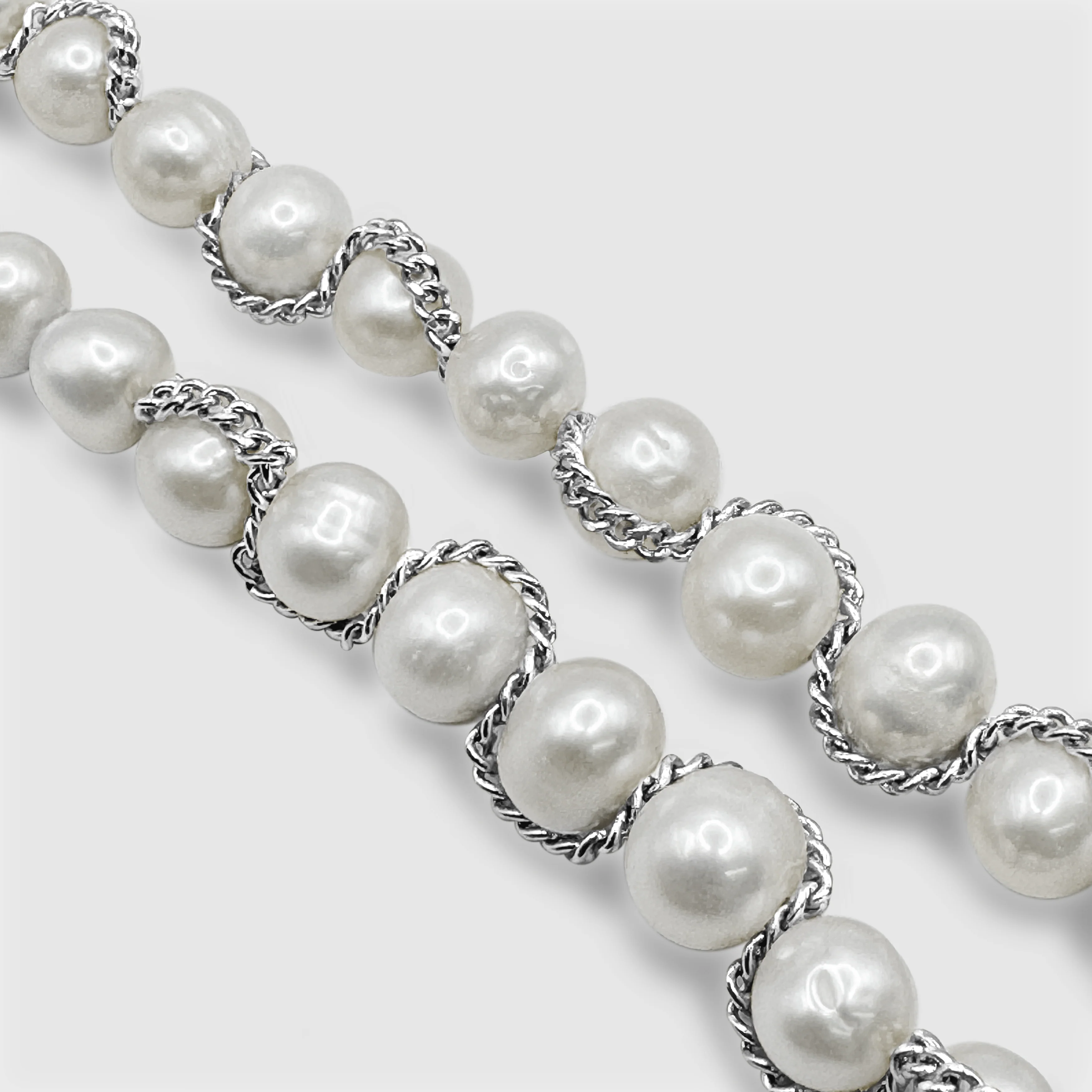 Chain Wrap Real Pearl Necklace (Silver) - Image 2