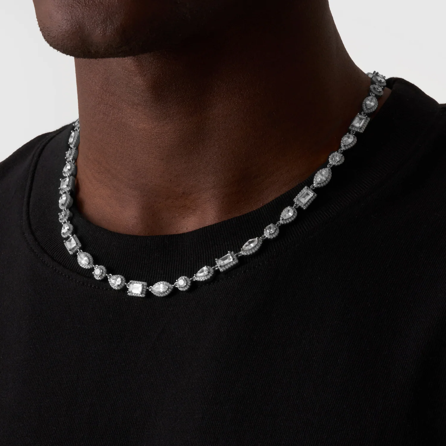 Mixed Cluster Linked Necklace (Silver) - Image 4