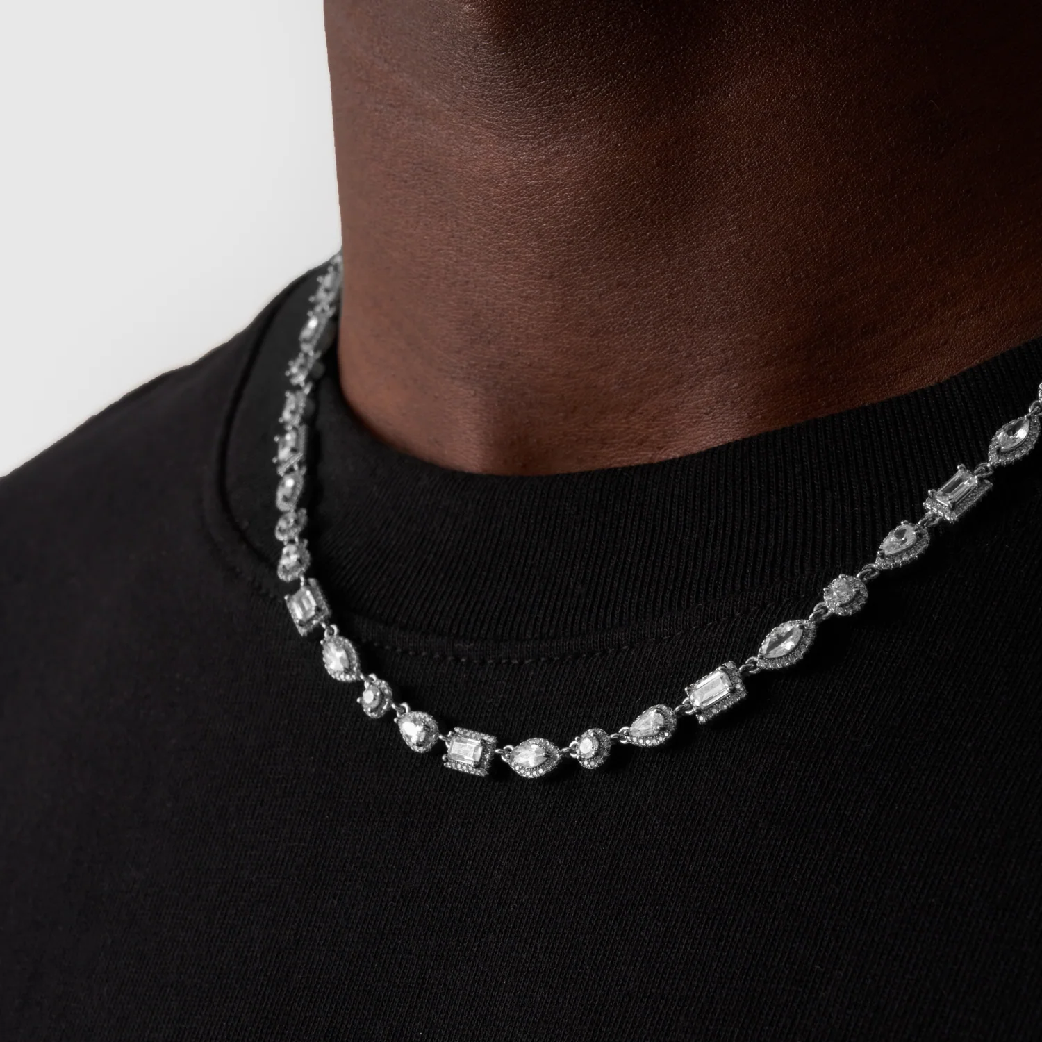 Mixed Cluster Linked Necklace (Silver) - Image 5