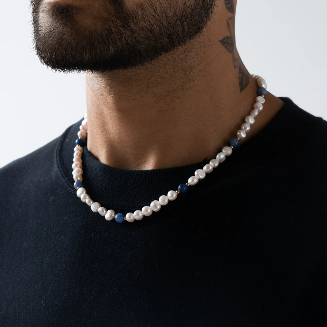 Cobalt Blue - Real Pearl Necklace - Image 4