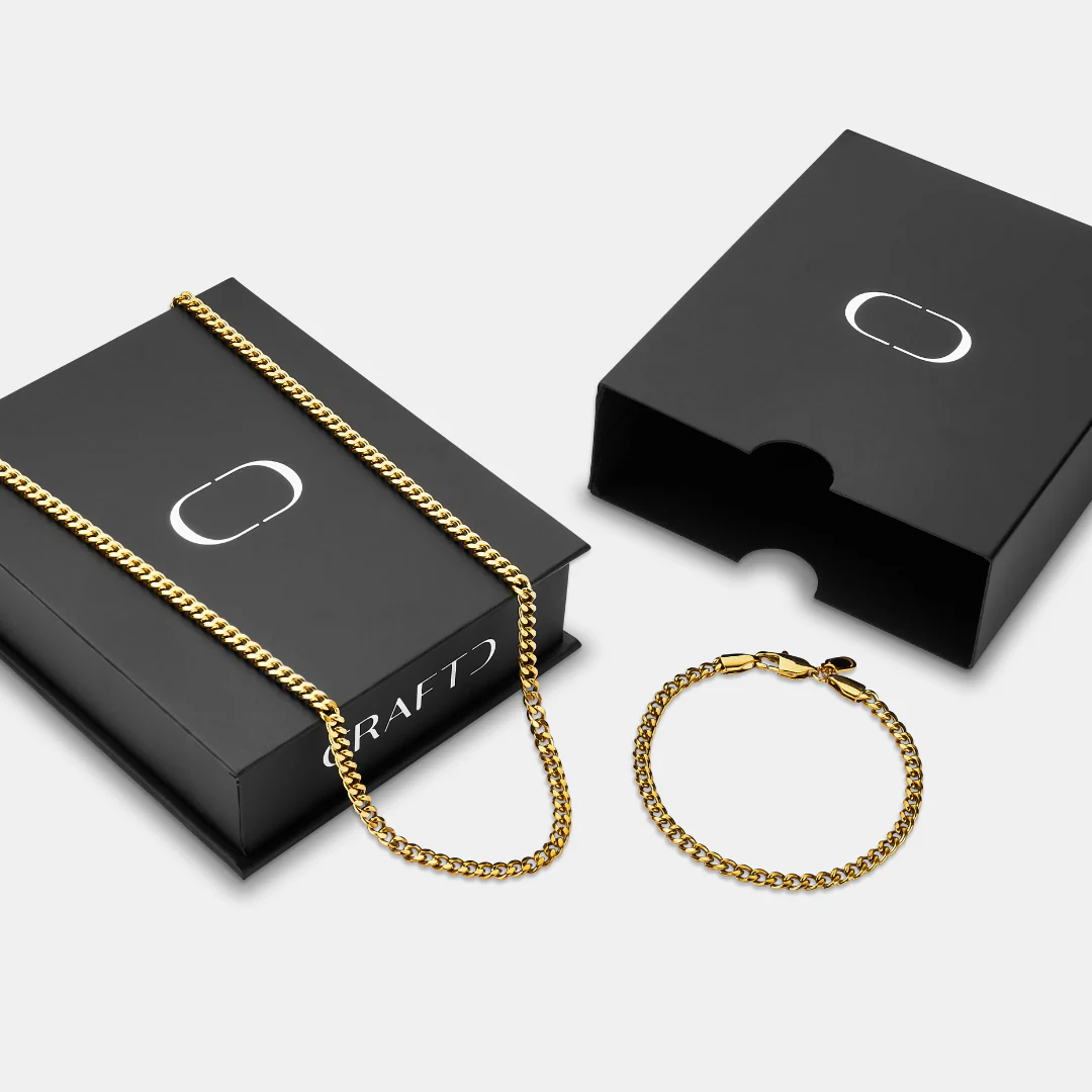 Cuban 4mm Gift Set (Gold) - Image 2