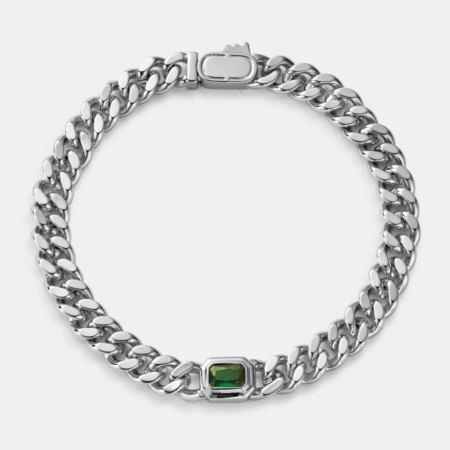Emerald Cuban Bracelet (Silver) 6mm - Image 4