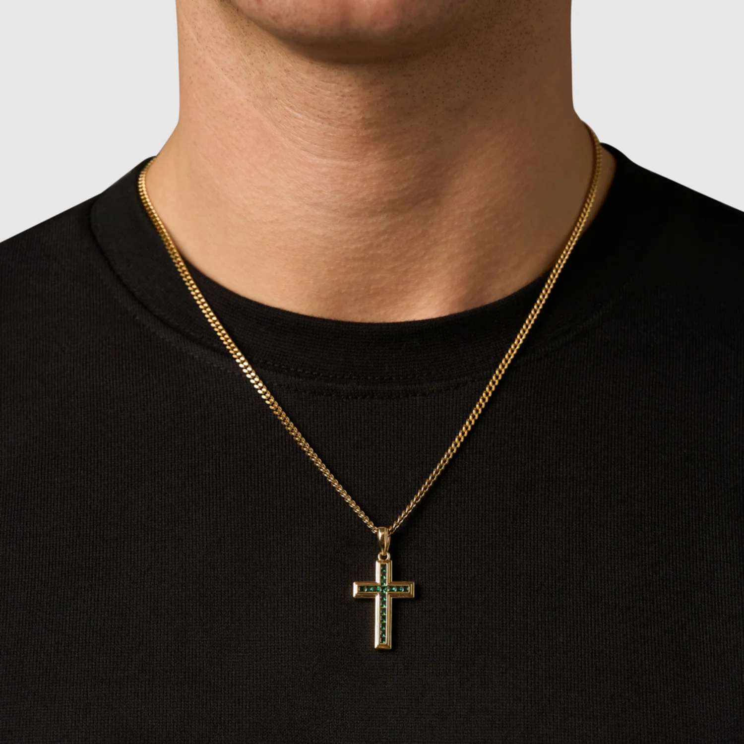Emerald Stone Cross (Gold) - Image 2