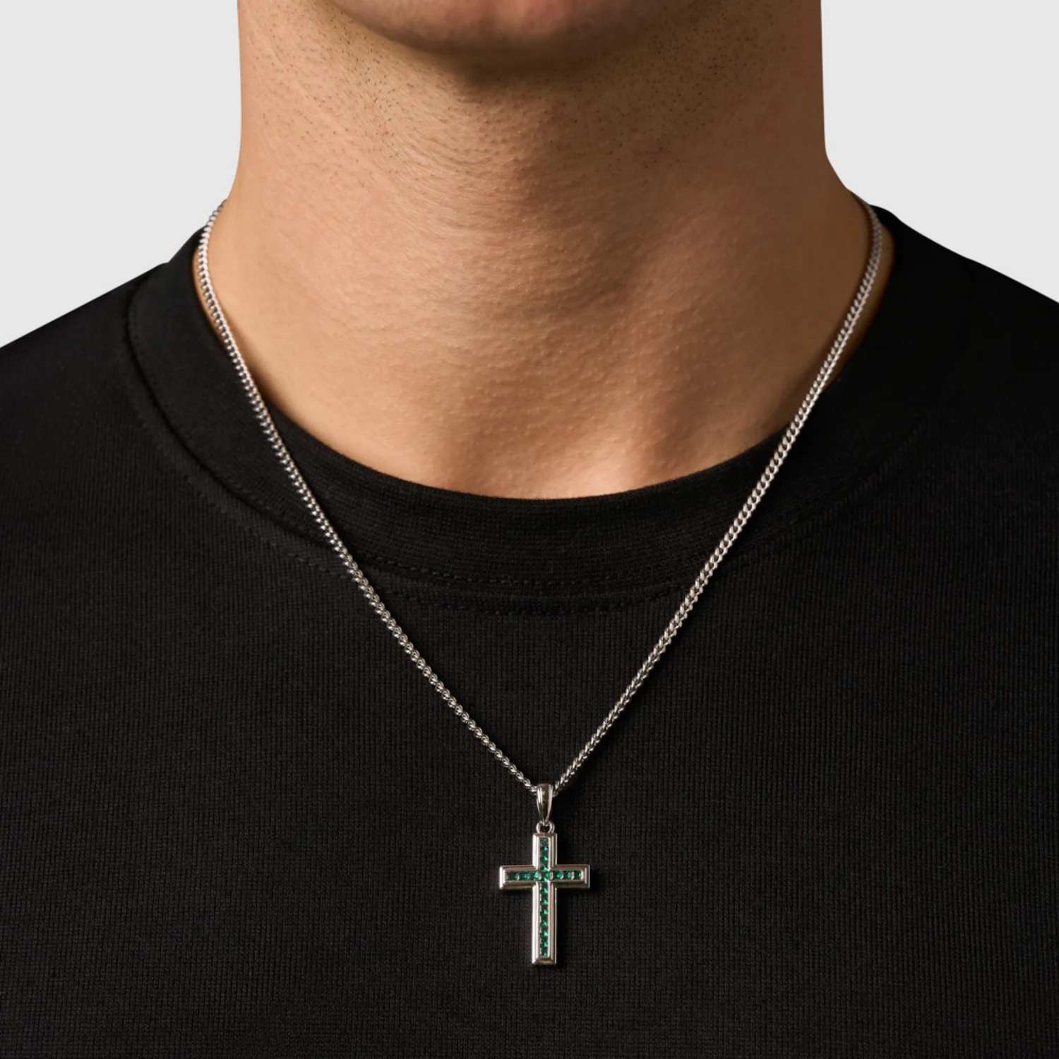 Emerald Stone Cross (Silver) - Image 2