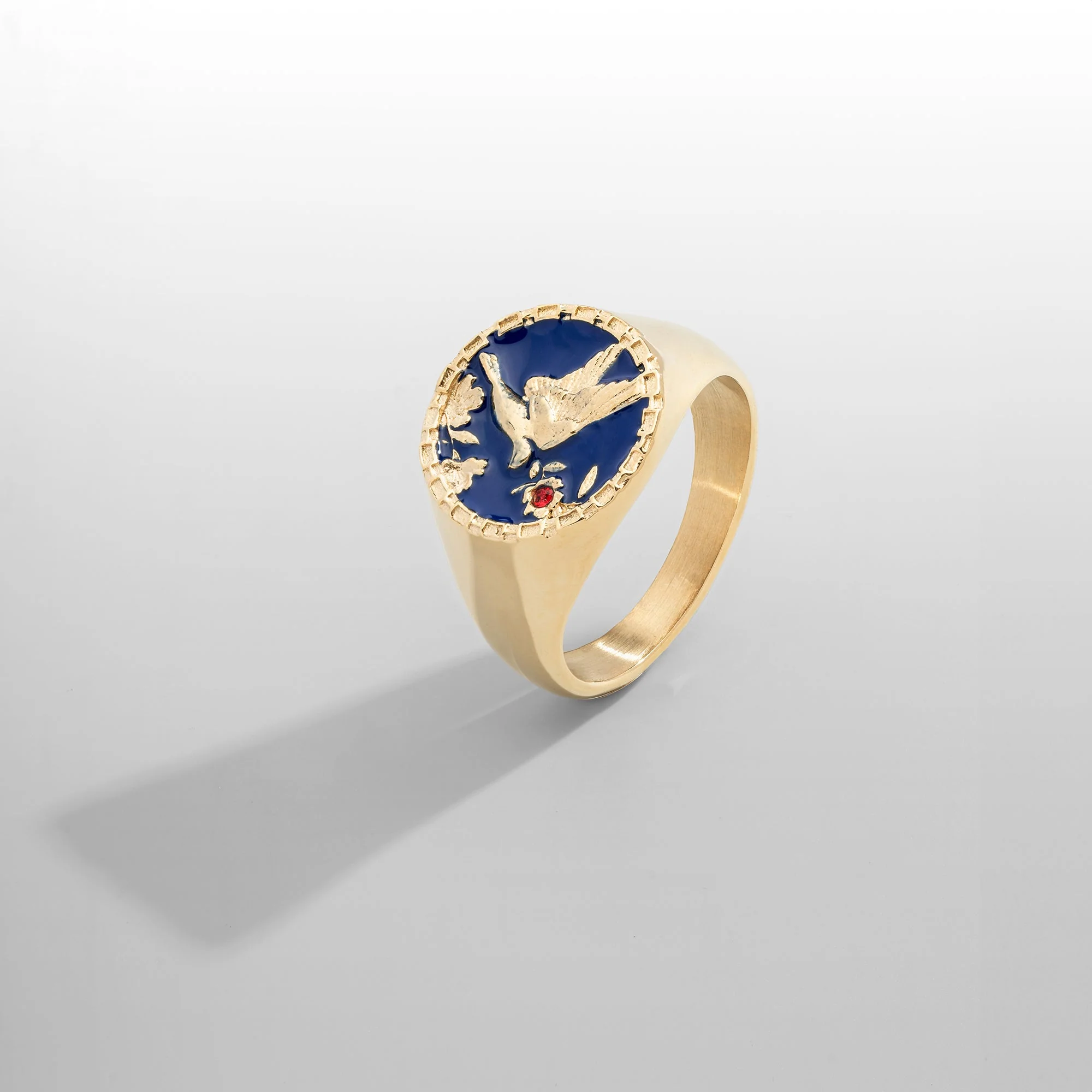 Enamel Swallow Signet Ring (Gold) - Image 5