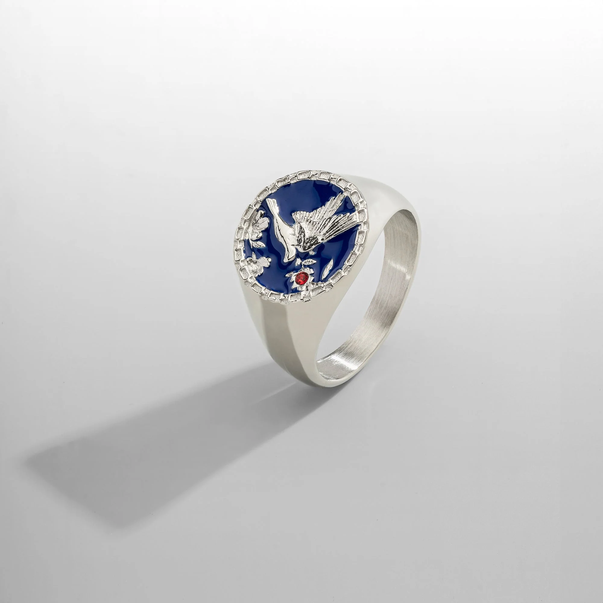 Enamel Swallow Signet Ring (Silver) - Image 5
