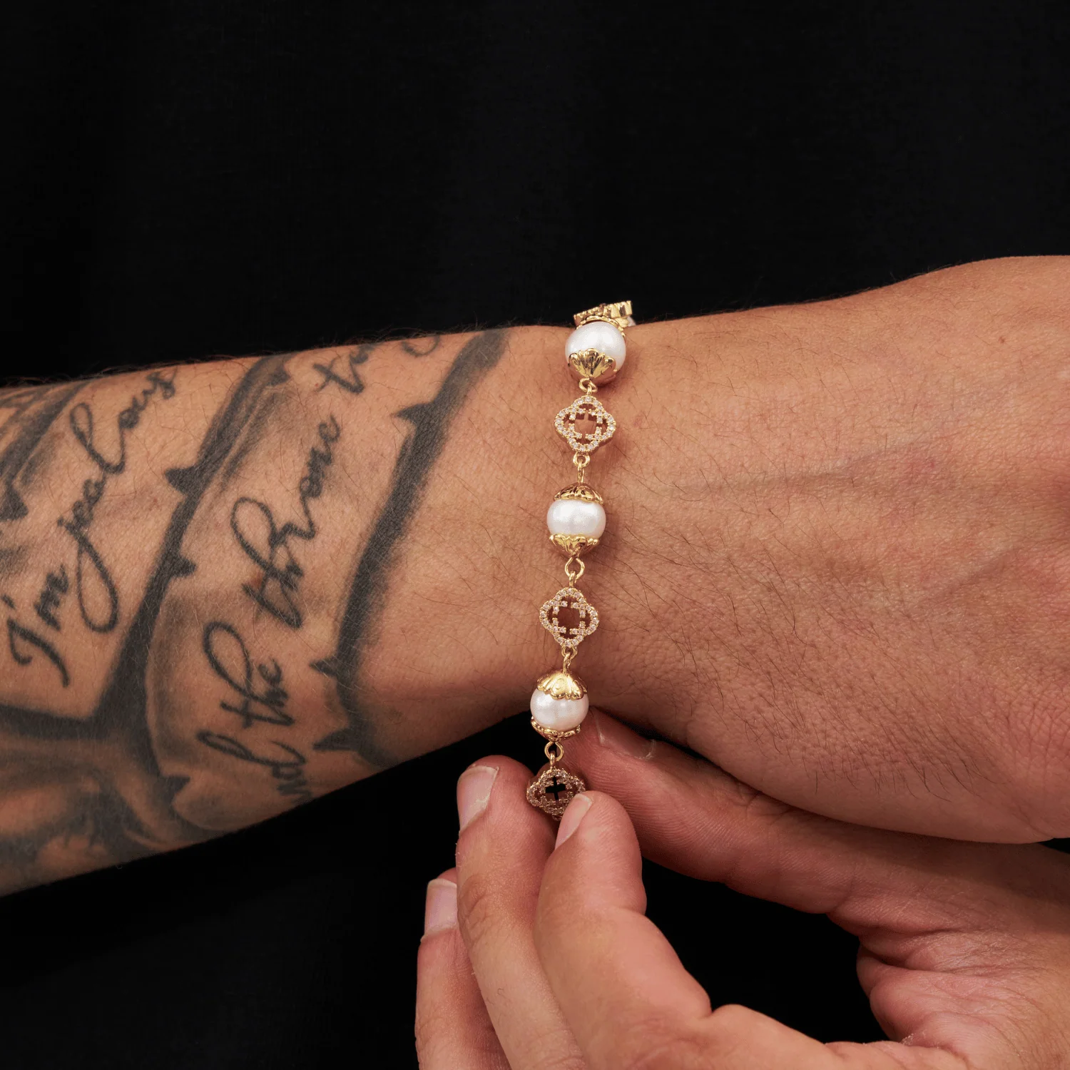 Filigree Real Pearl Bracelet (Gold) - Image 3