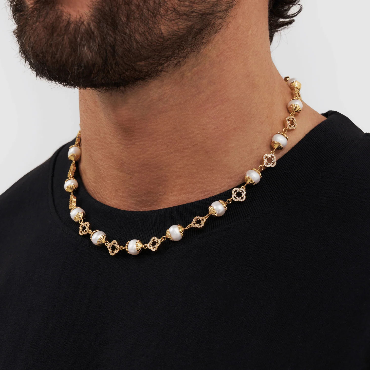 Filigree Real Pearl Necklace (Gold) - Image 3