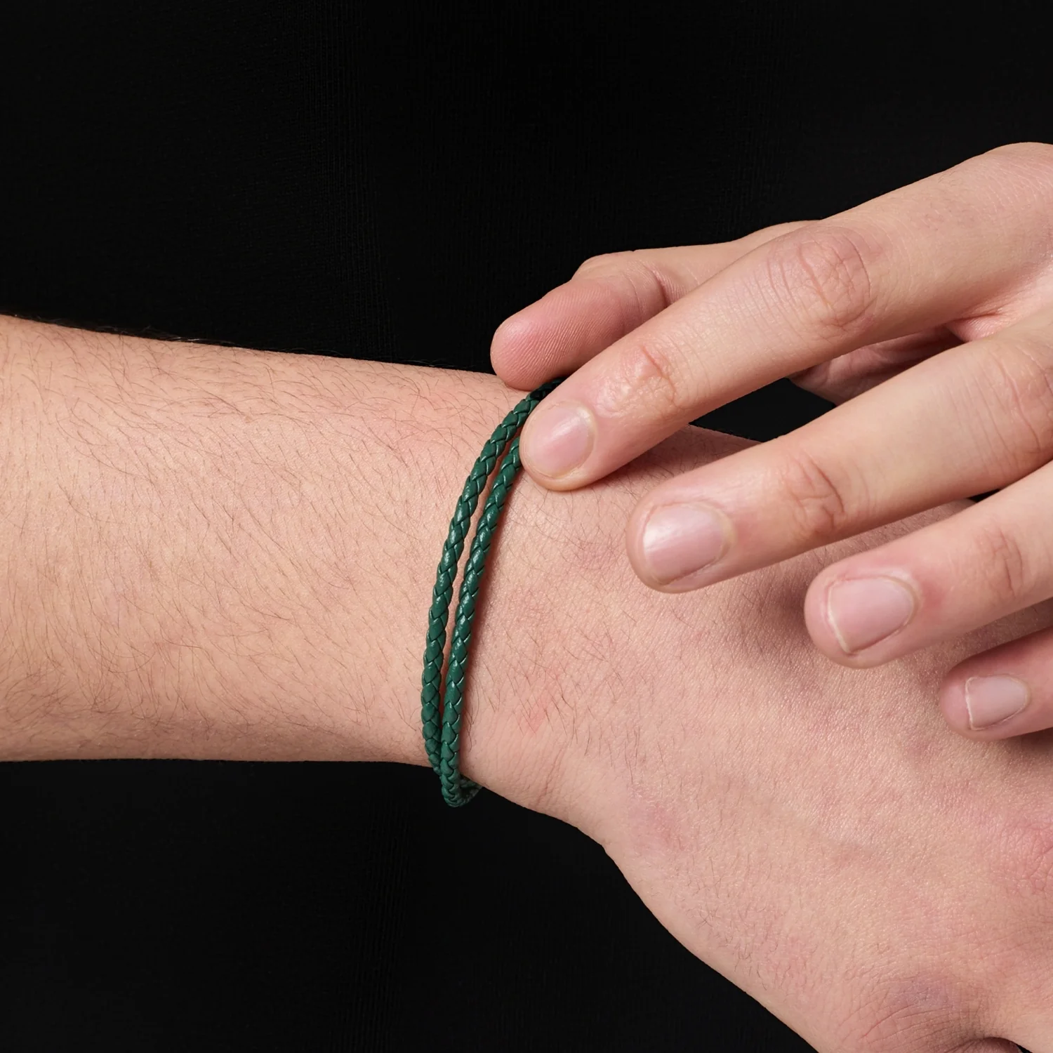 Green Leather Wrap Bracelet - Image 3