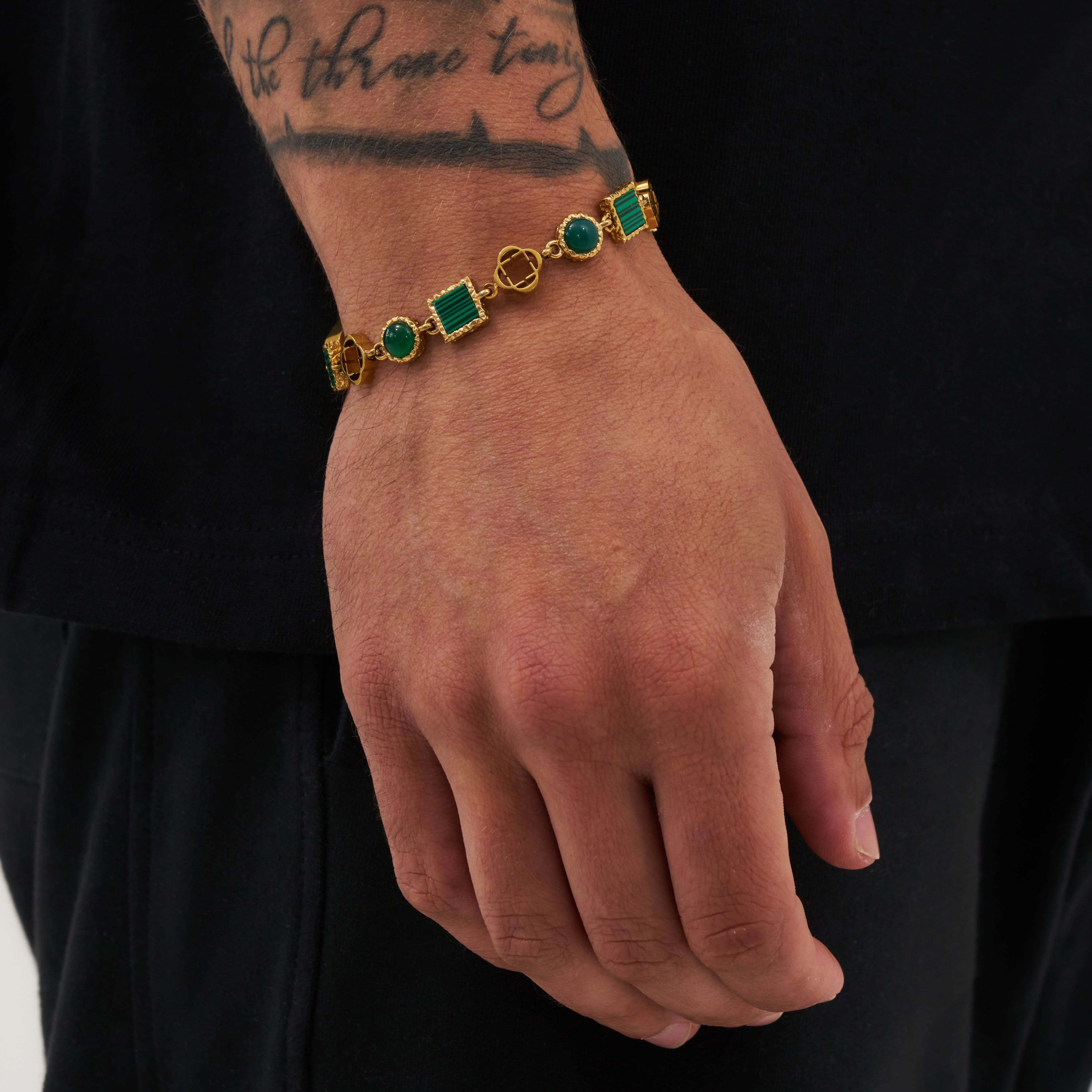 Green Quartz Gemstone Bracelet (Gold) - Image 2