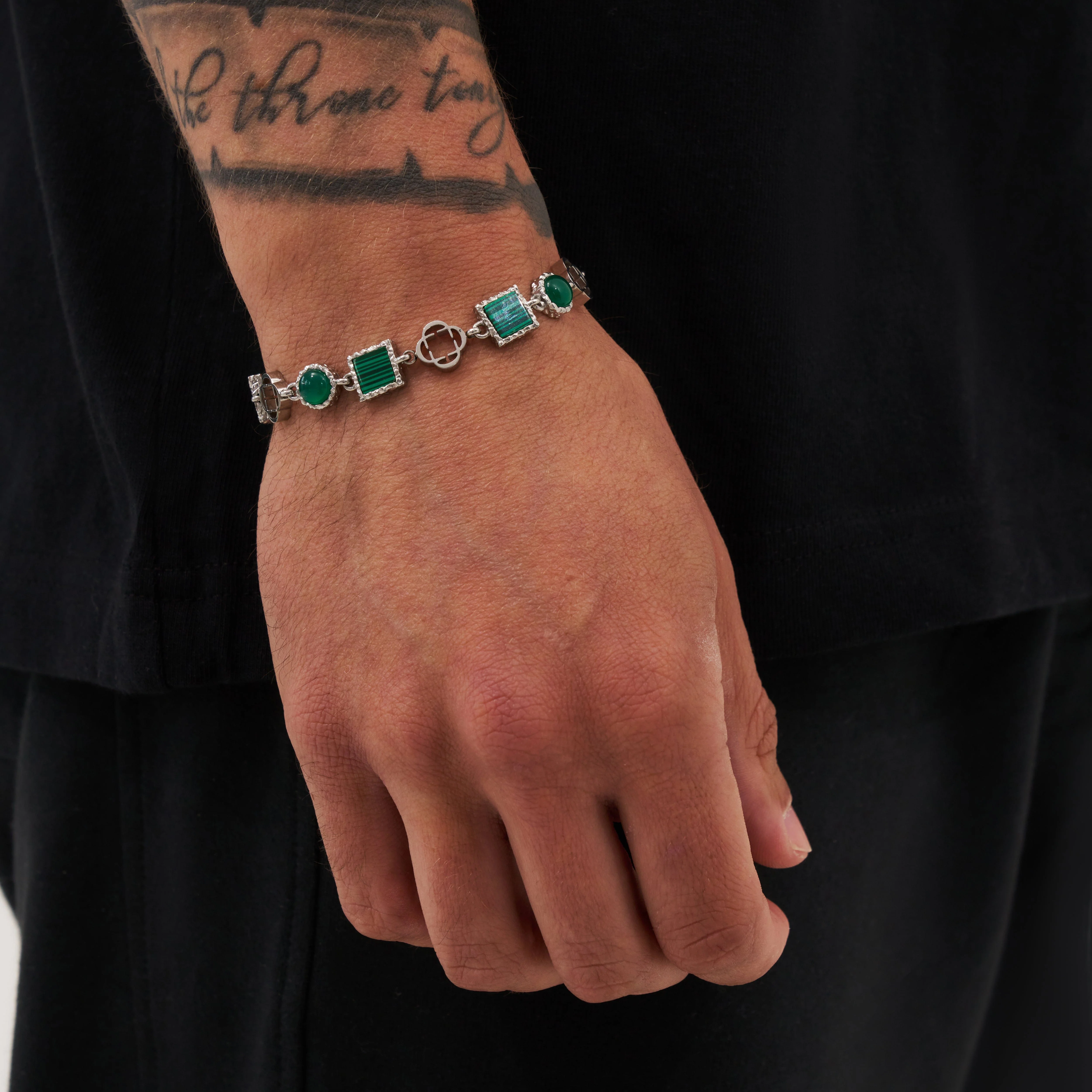 Green Quartz Gemstone Bracelet (Silver) - Image 2