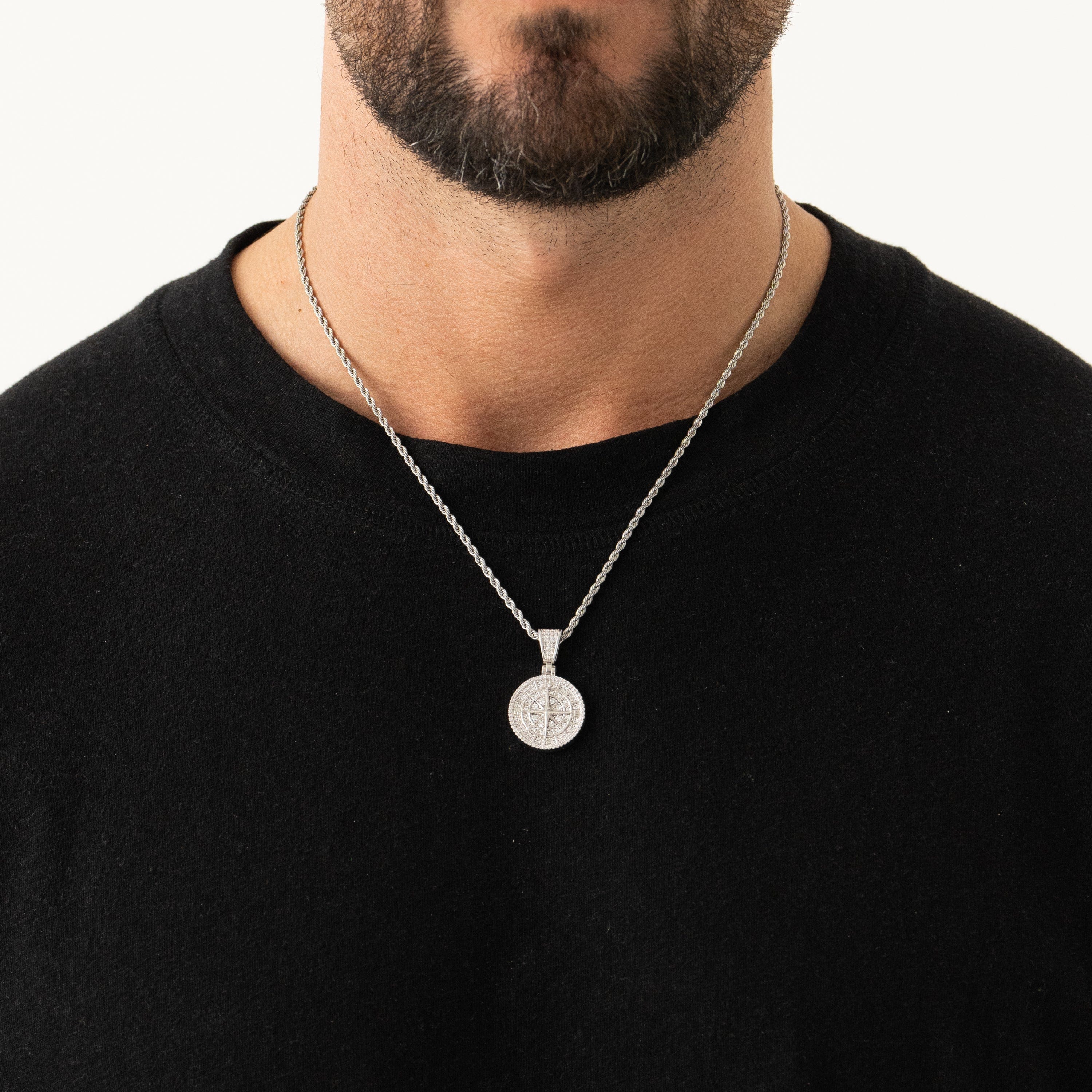 Iced Compass Pendant (Silver) - Image 2