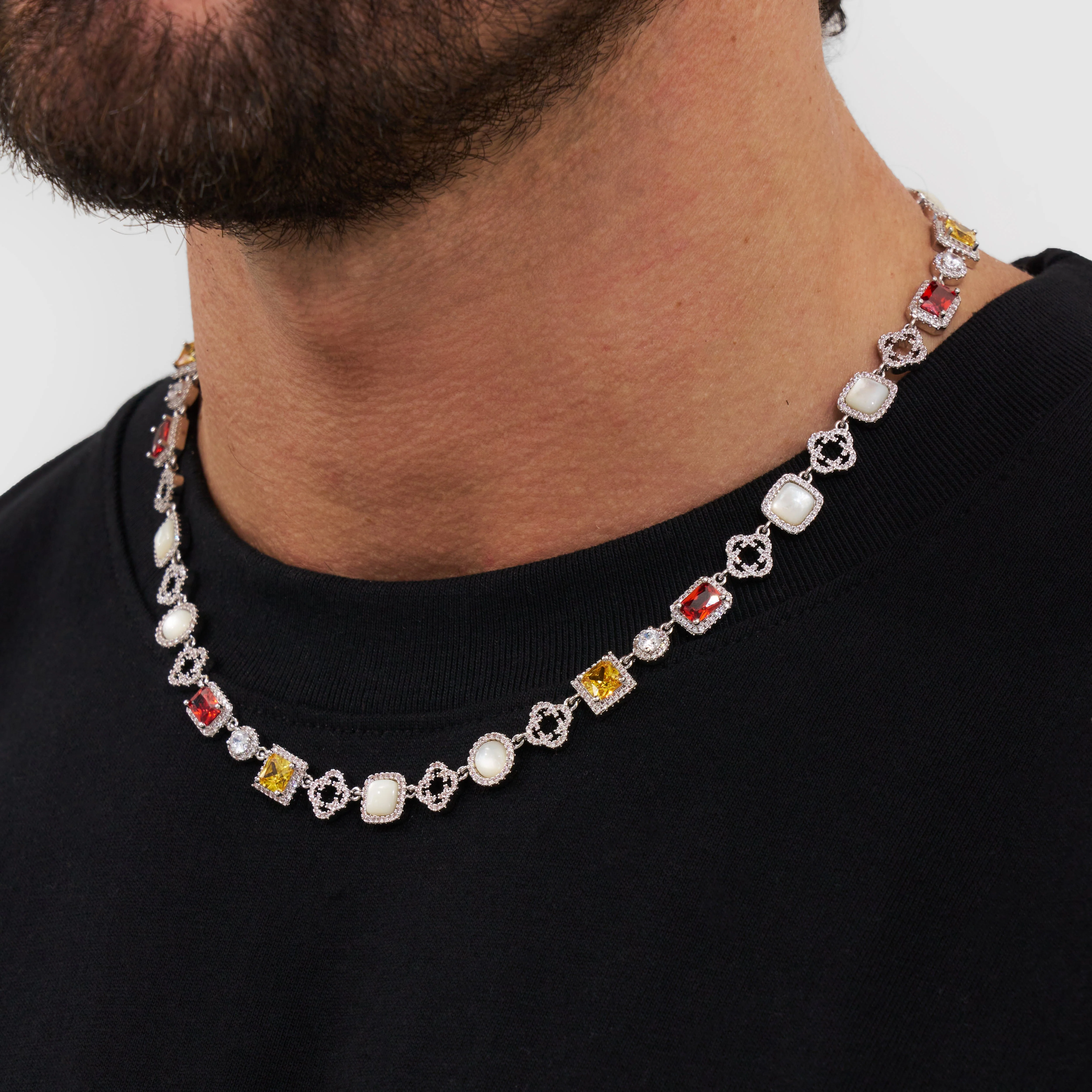 Iced Gemstone Necklace (Silver) - Image 3