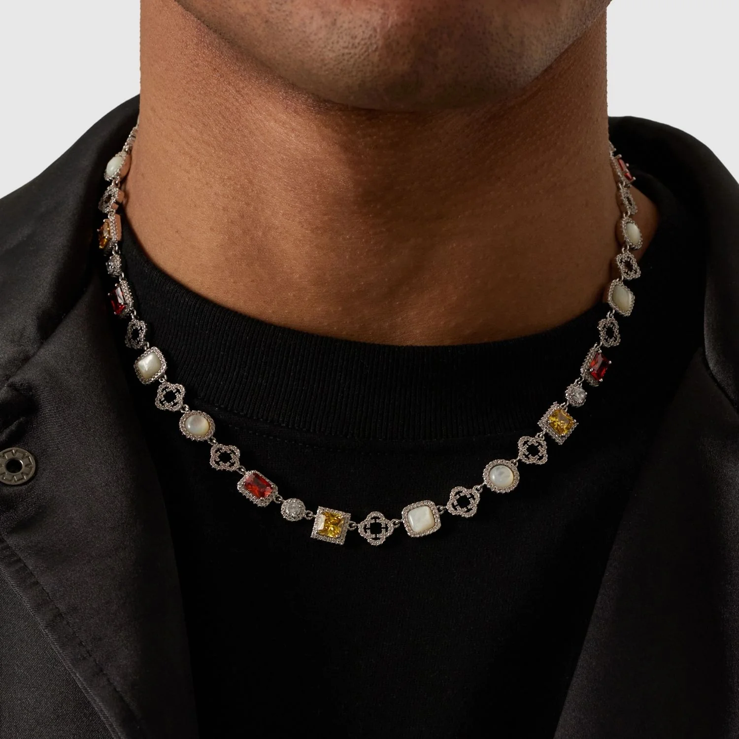Iced Gemstone Necklace (Silver) - Image 5