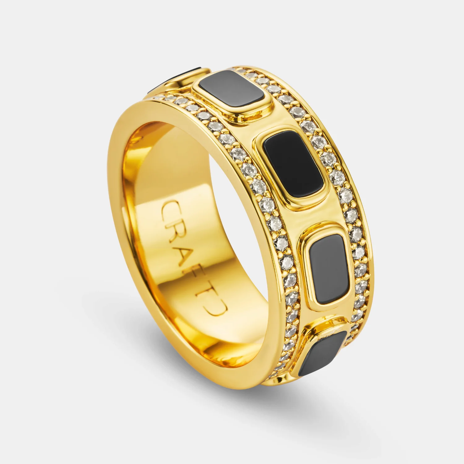 Iced Onyx Band Ring (Gold) - Image 4