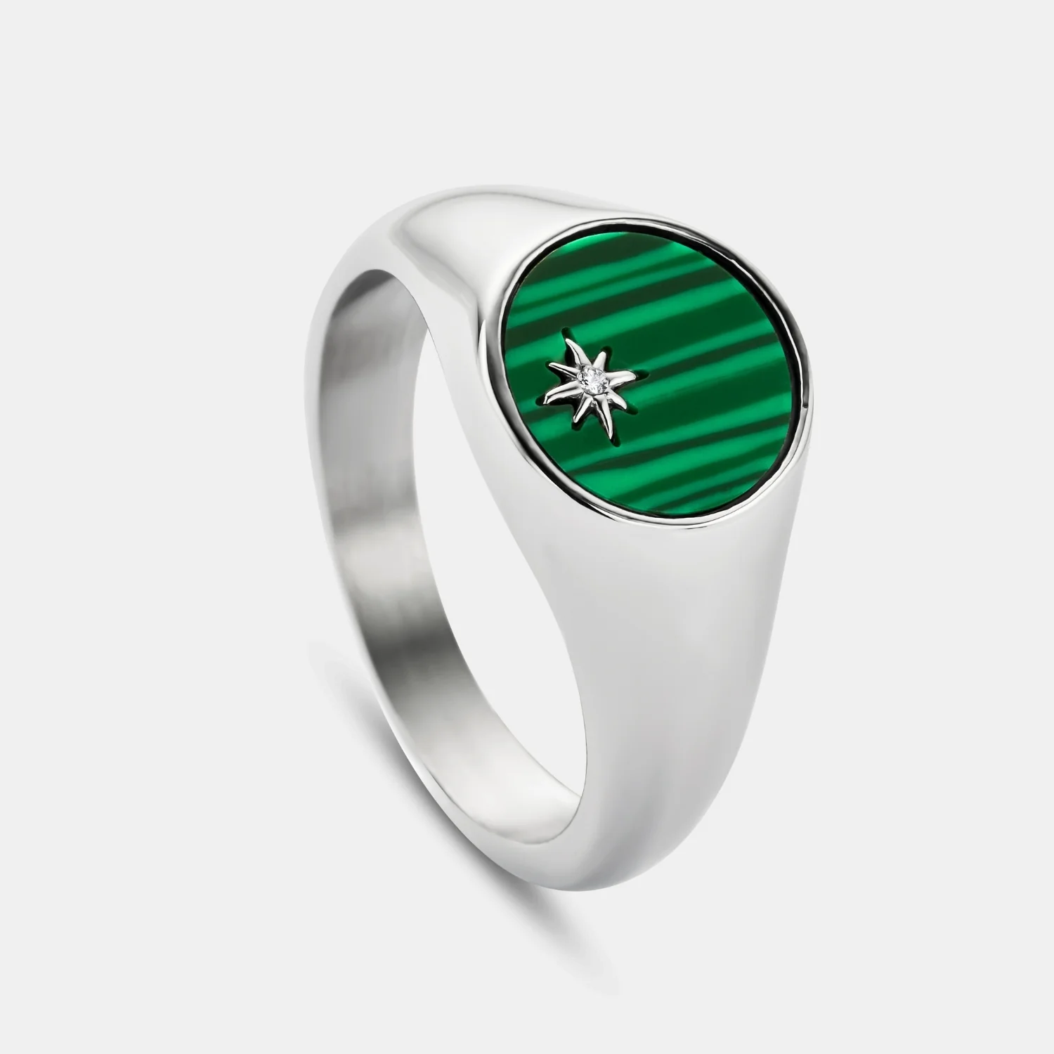 Malachite North Star Signet Ring (Silver) - Image 2