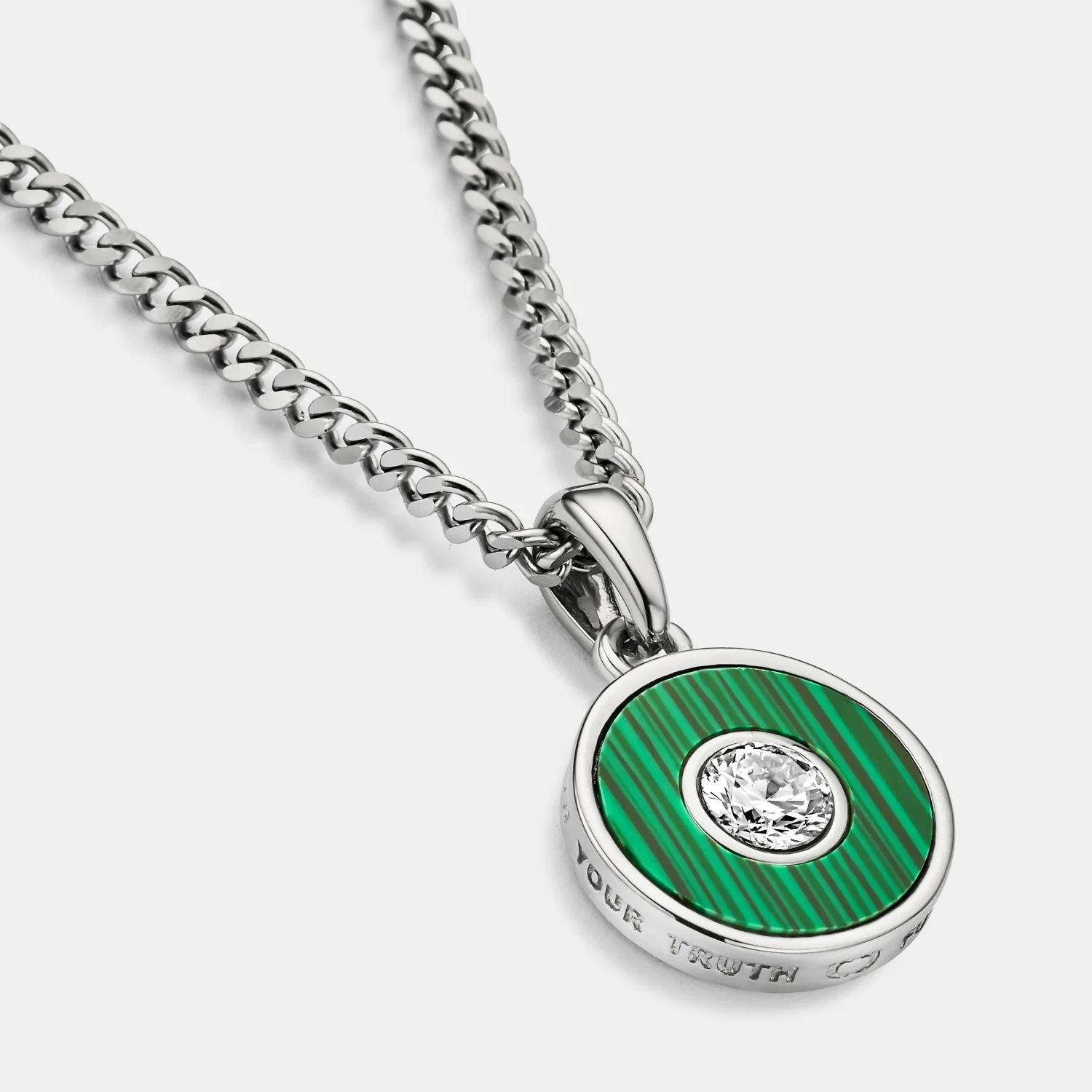 Malachite Round Gem Pendant (Silver) - Image 2