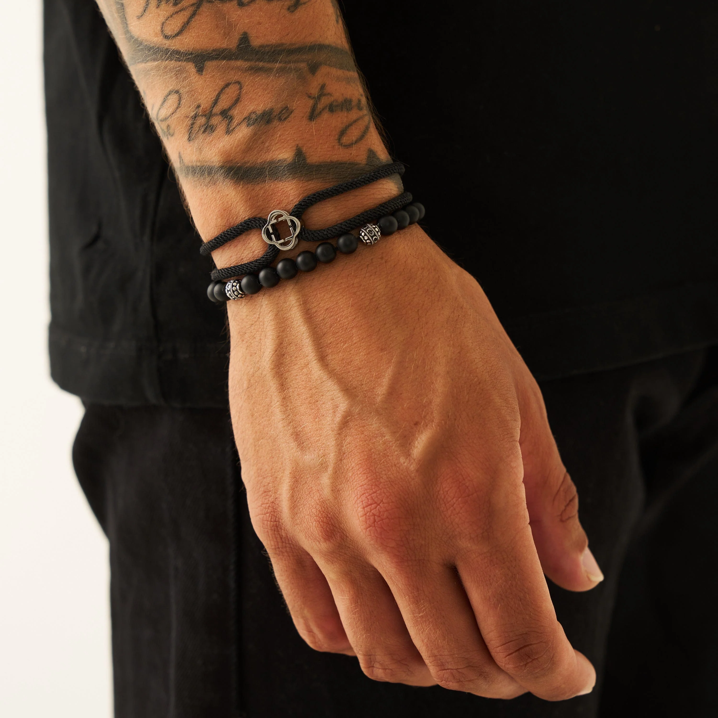 Matte Onyx Stone Bracelet (Silver) - Image 6