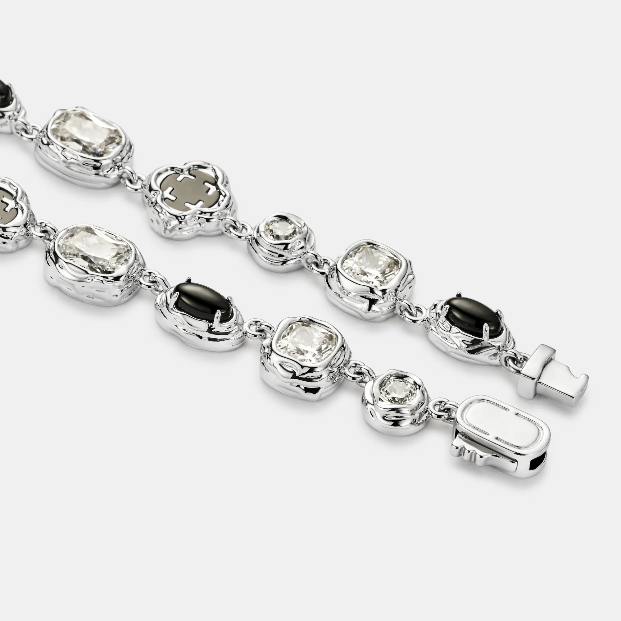 Melted Onyx Gemstone Bracelet (Silver) - Image 5