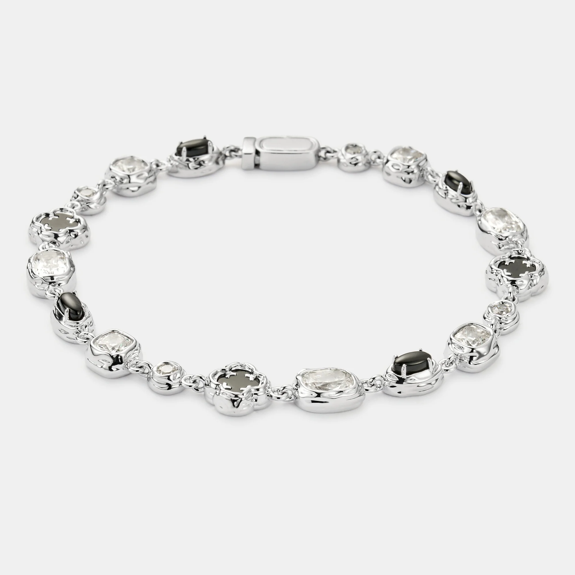 Melted Onyx Gemstone Bracelet (Silver) - Image 8