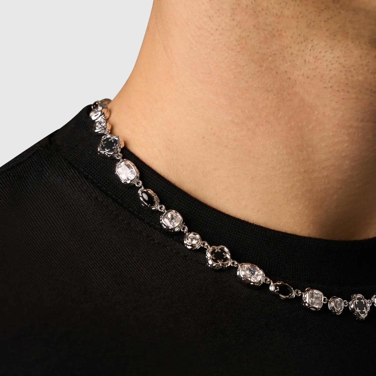 Melted Onyx Gemstone Necklace (Silver) - Image 3