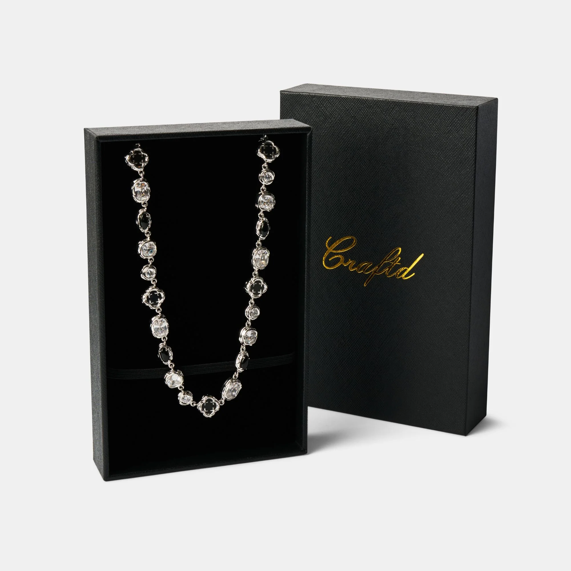 Melted Onyx Gemstone Necklace (Silver) - Image 4