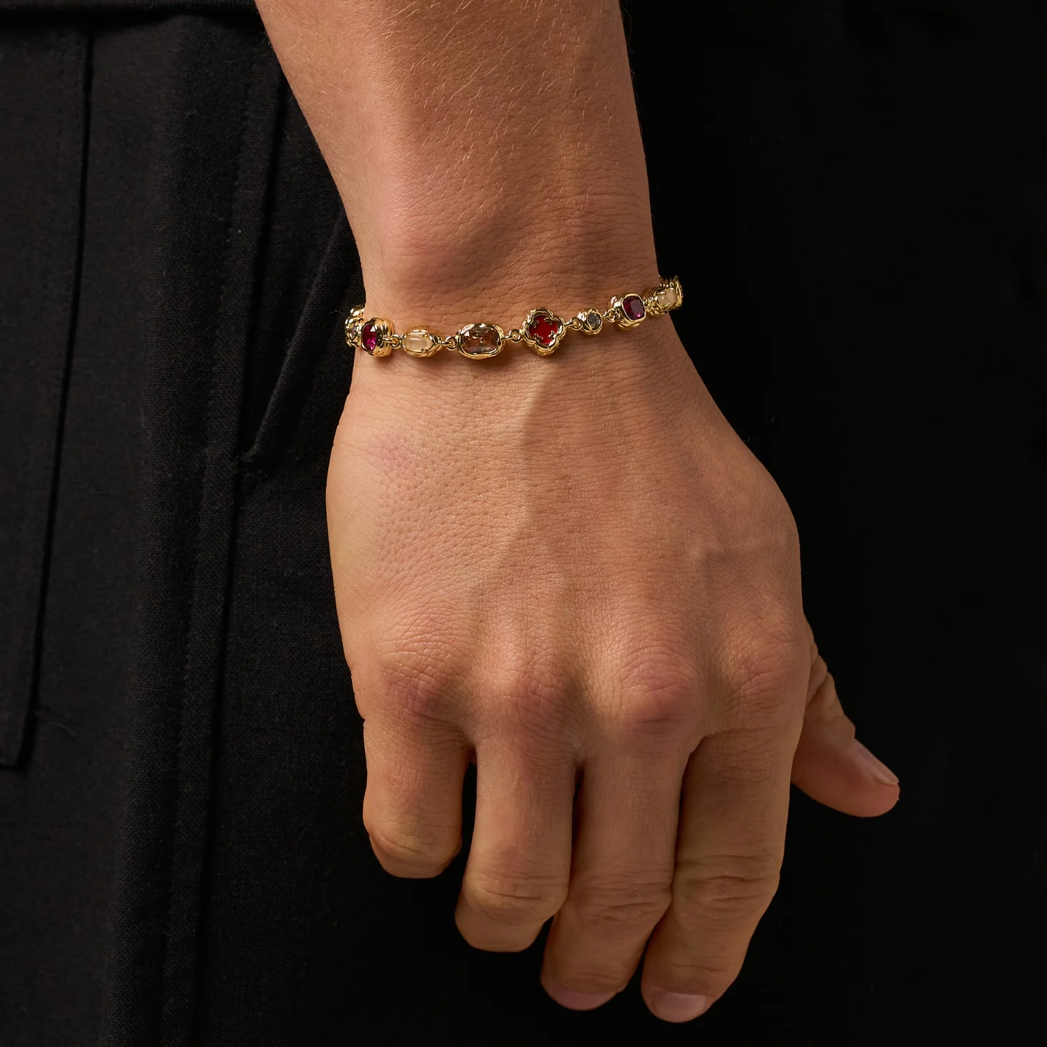 Melted Ruby Gemstone Bracelet (Gold) - Image 2