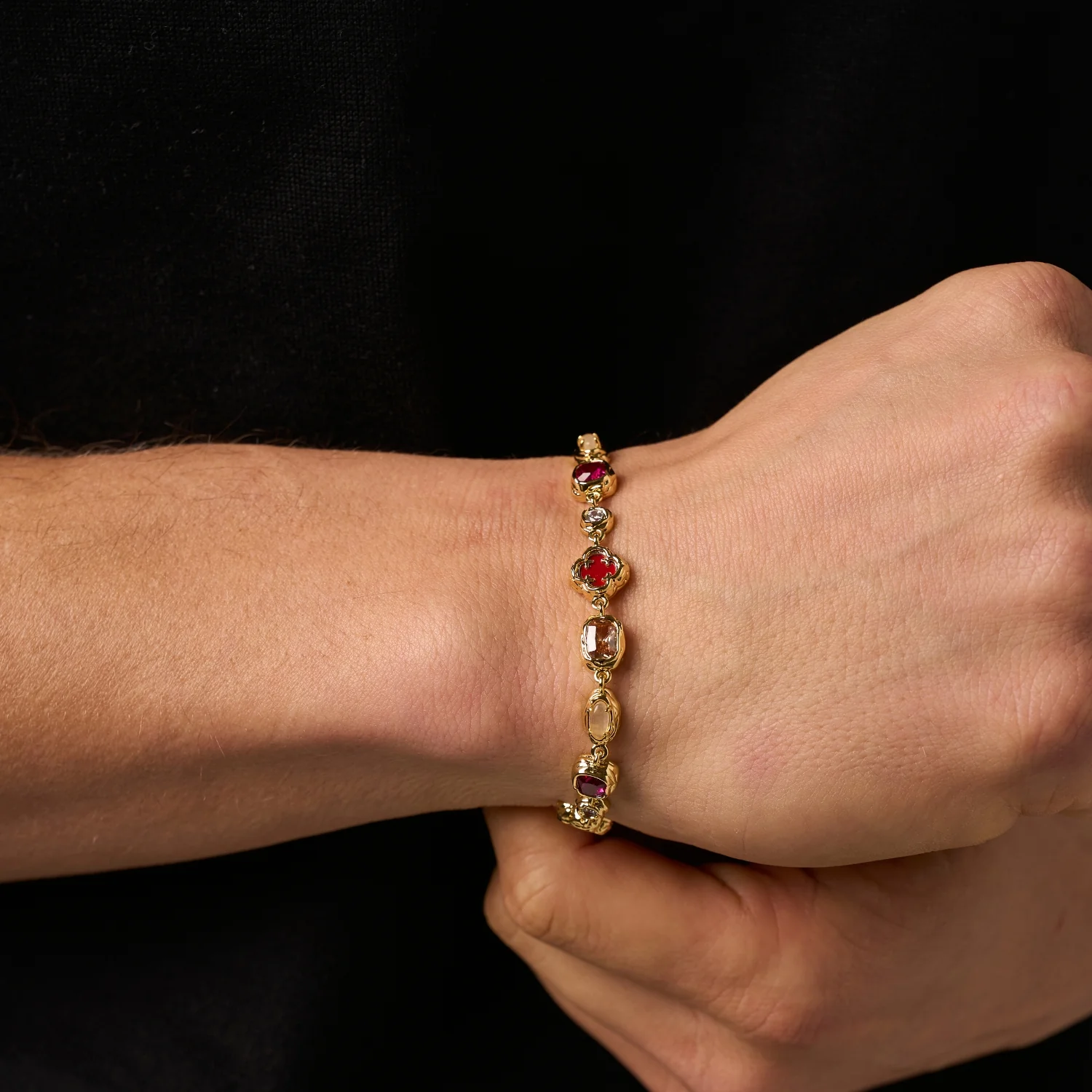 Melted Ruby Gemstone Bracelet (Gold) - Image 3