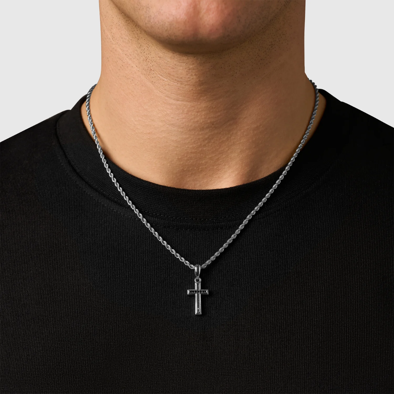 Mini Onyx Stone Cross (Silver) - Image 2