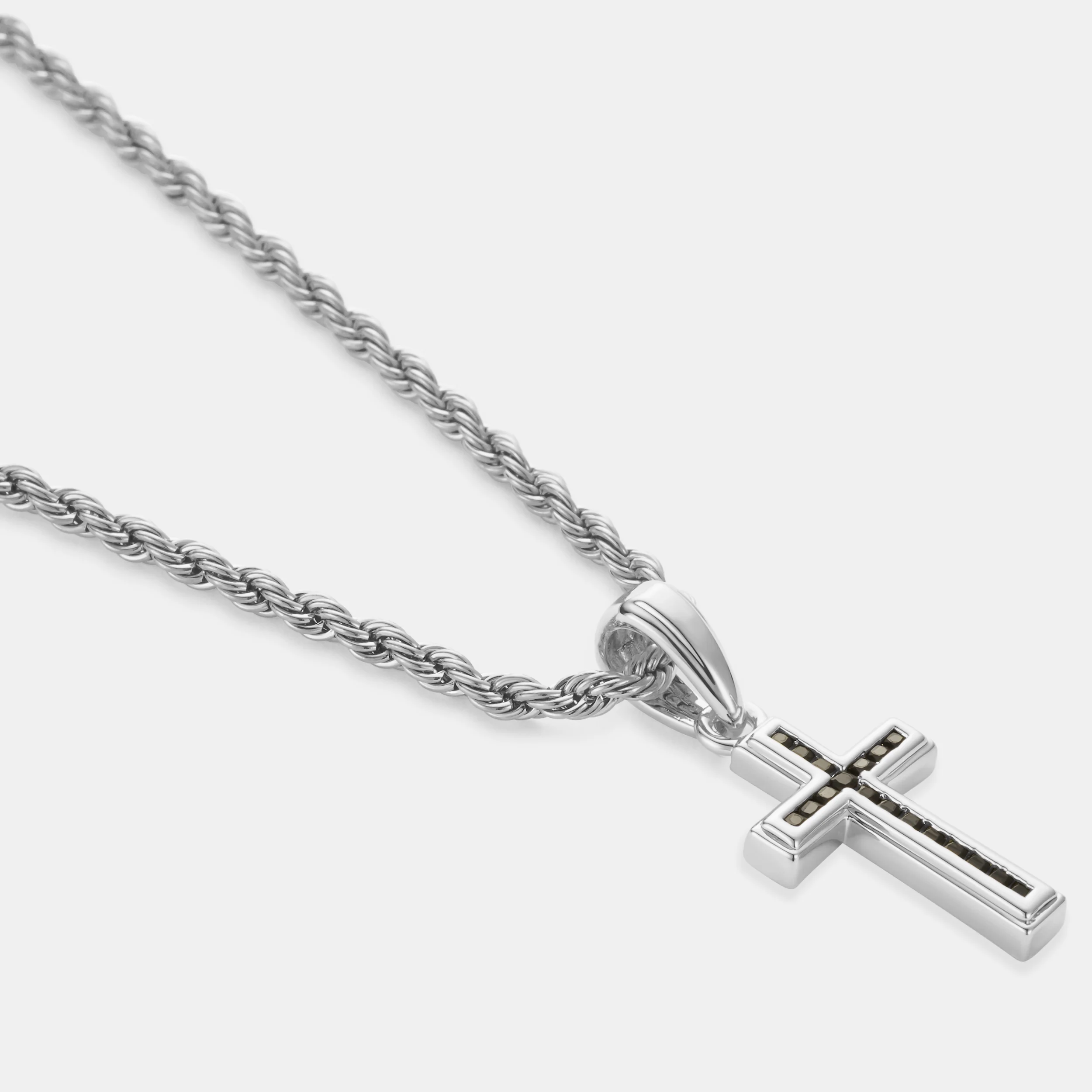 Mini Onyx Stone Cross (Silver) - Image 3