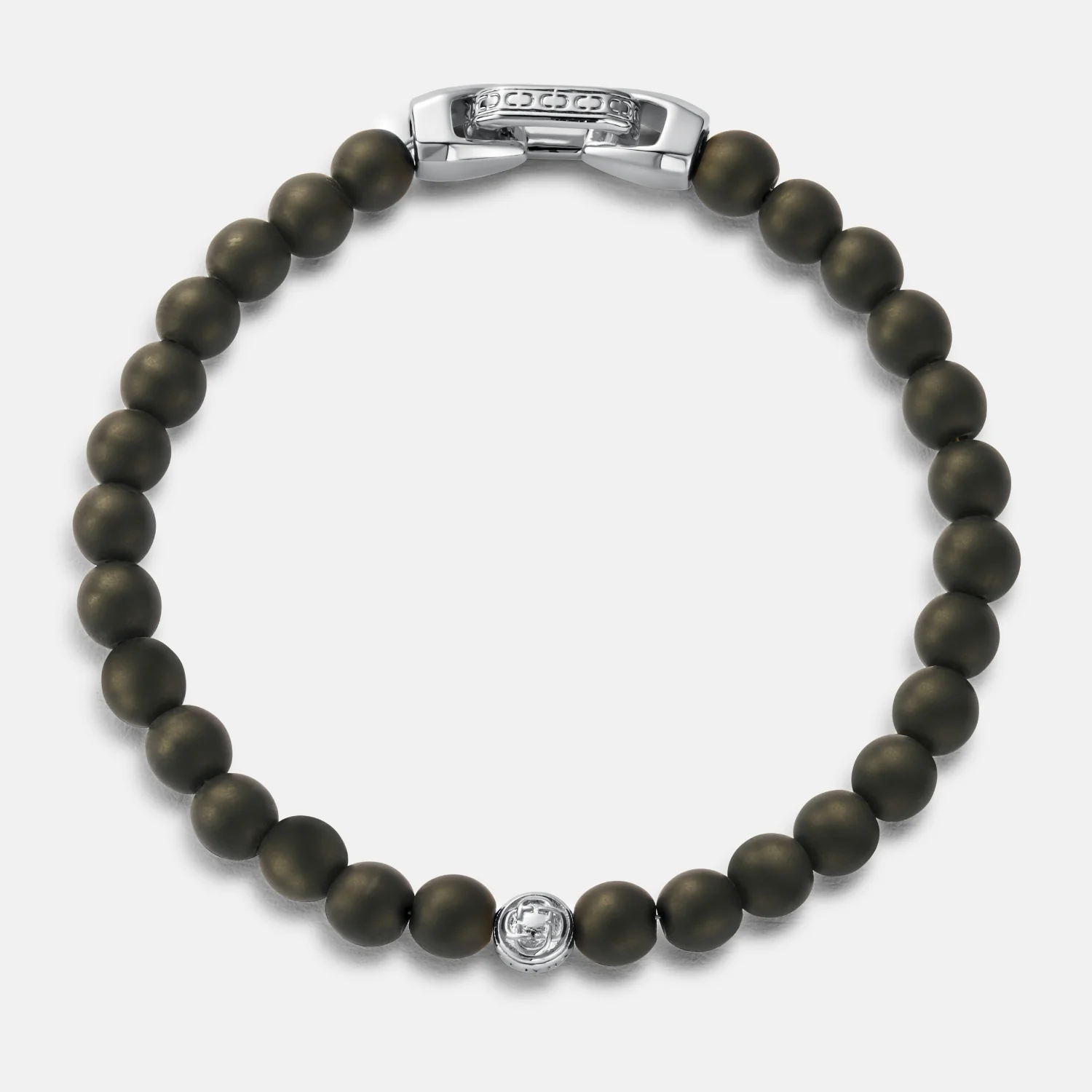 Onyx Bead Lock Bracelet (Silver) - Image 6