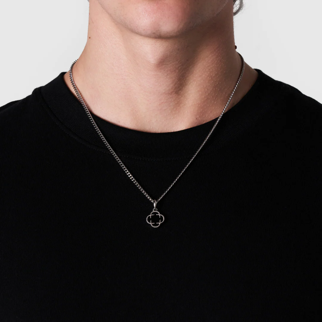 Onyx Clover Stone Pendant (Silver) - Image 2