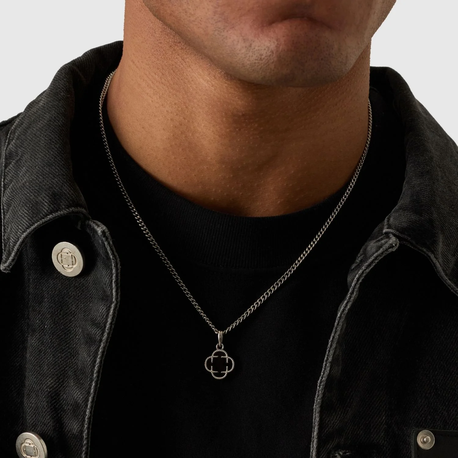 Onyx Clover Stone Pendant (Silver) - Image 6