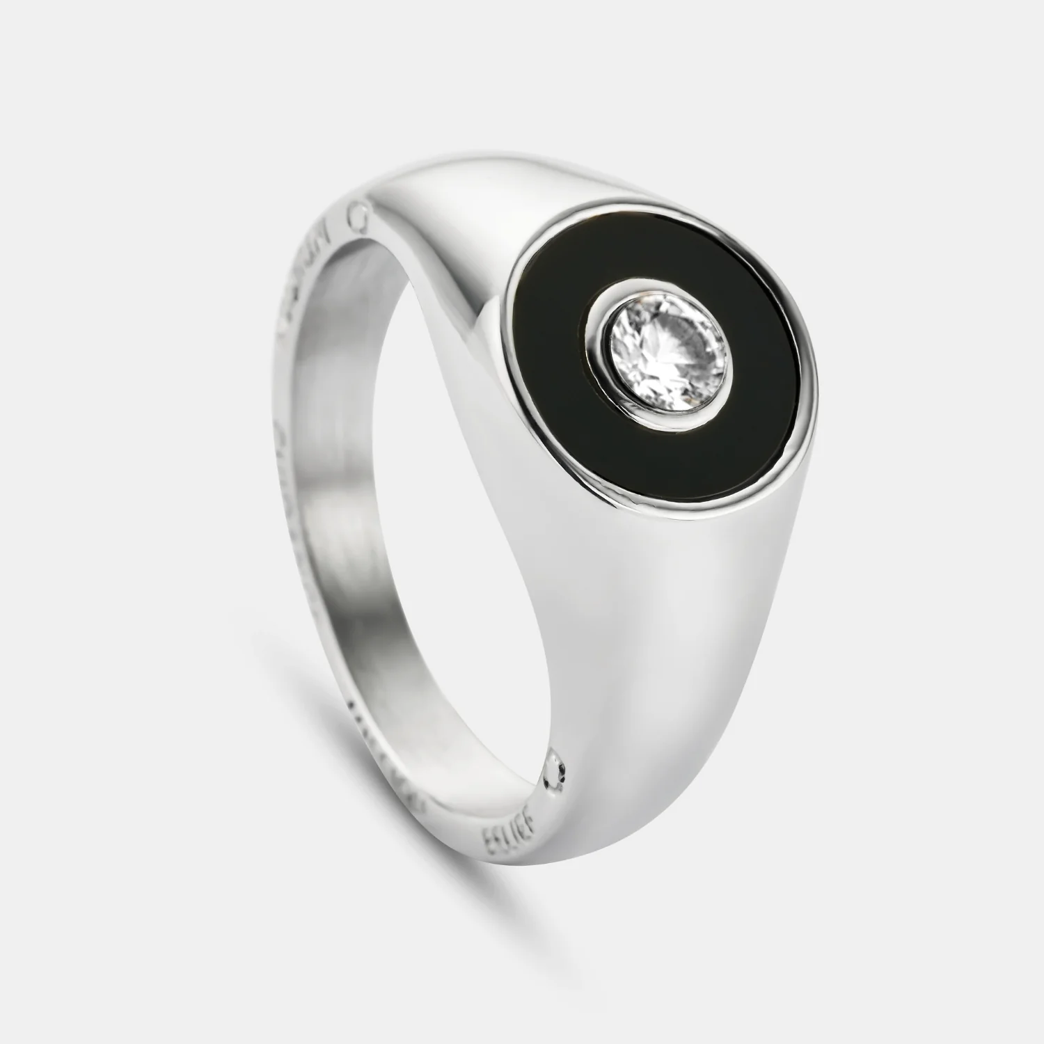 Onyx Round Gem Signet Ring (Silver) - Image 2