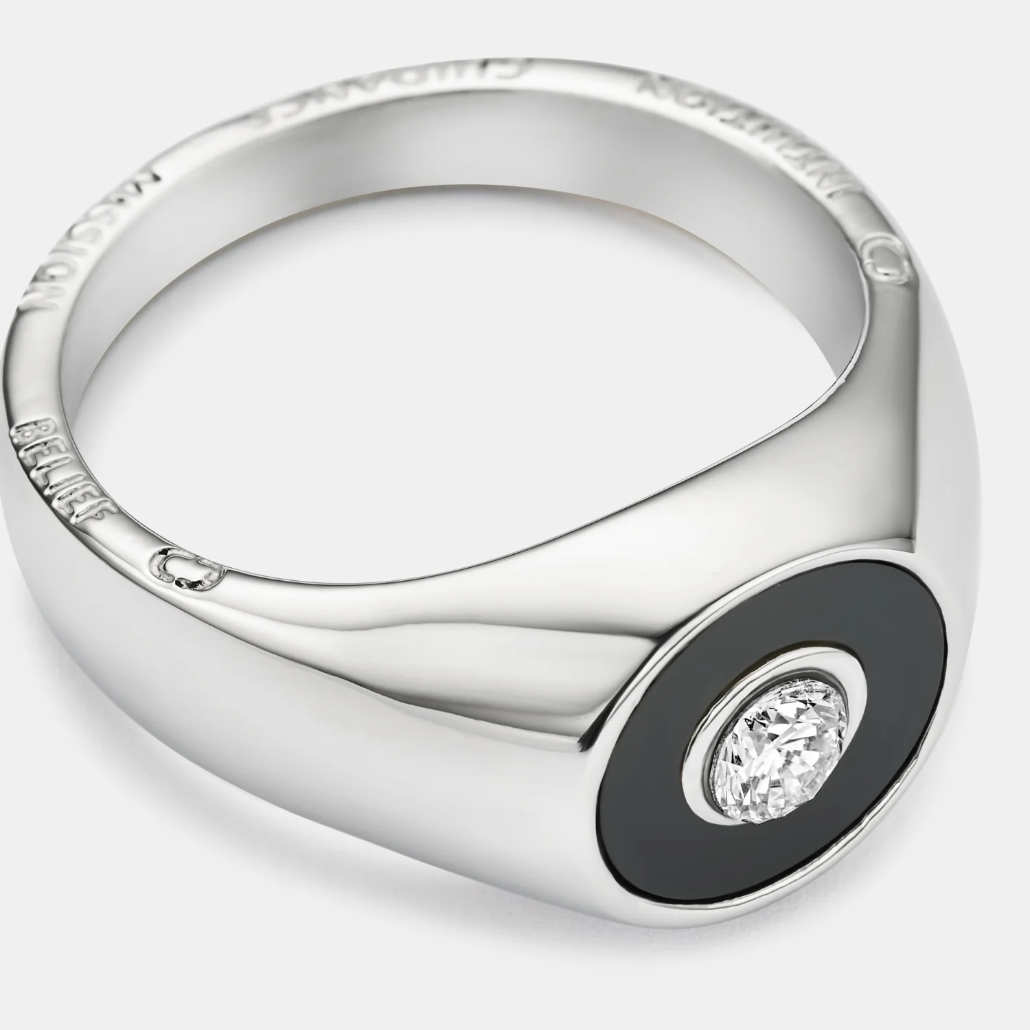Onyx Round Gem Signet Ring (Silver) - Image 3