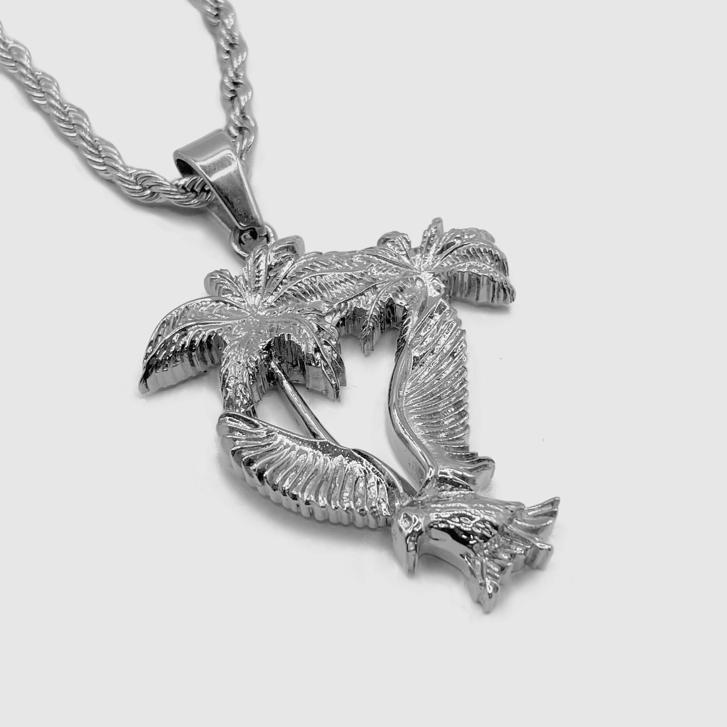 Palm & Dove Pendant (Silver) - Image 3