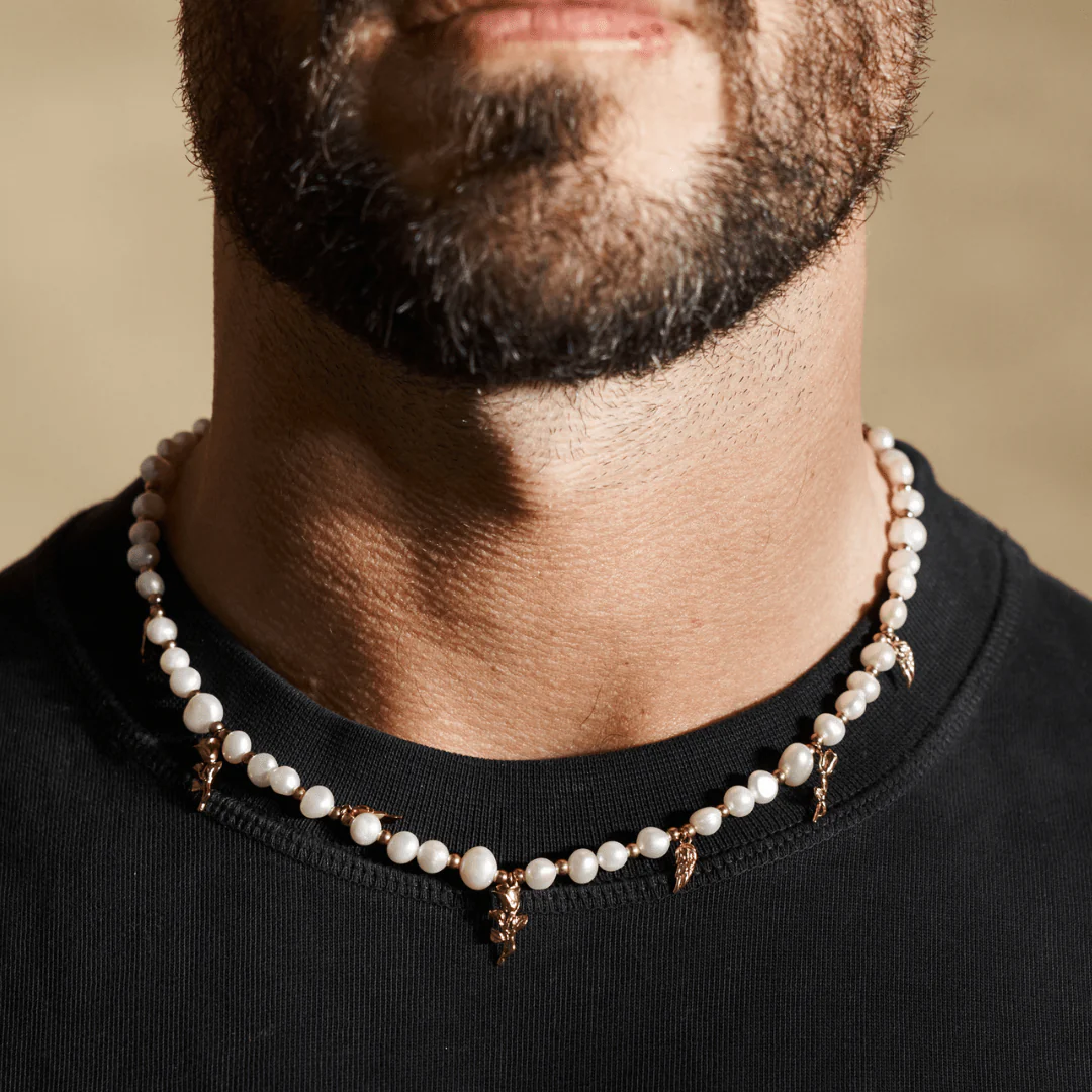 Pendant Real Pearl Necklace (Gold) - Image 5