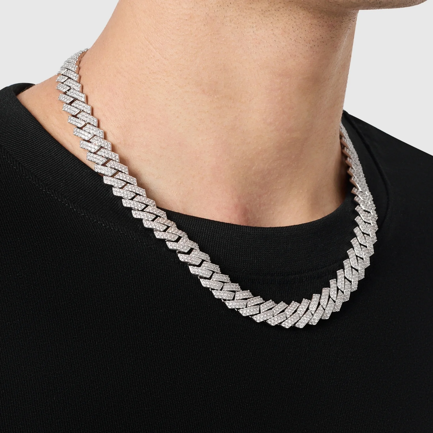 Prong Link Iced Cuban (Silver) 12mm - Image 3